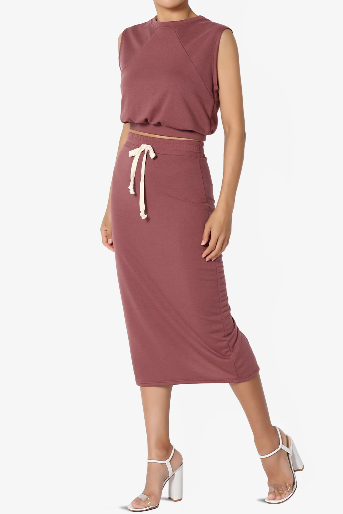 Discreet Crop Tank Top & Midi Skirt SET MORE COLORS