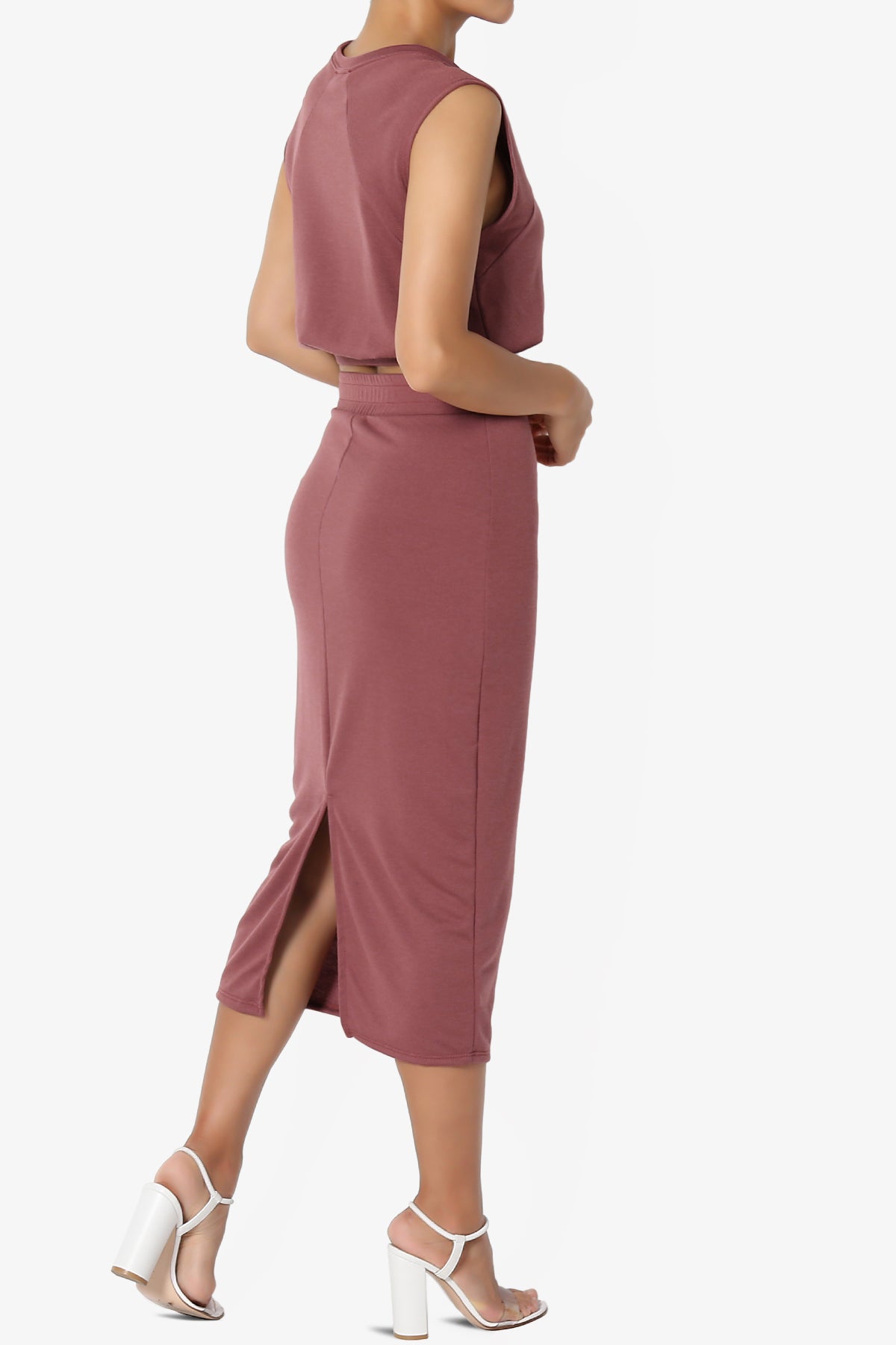 Discreet Crop Tank Top & Midi Skirt SET MORE COLORS