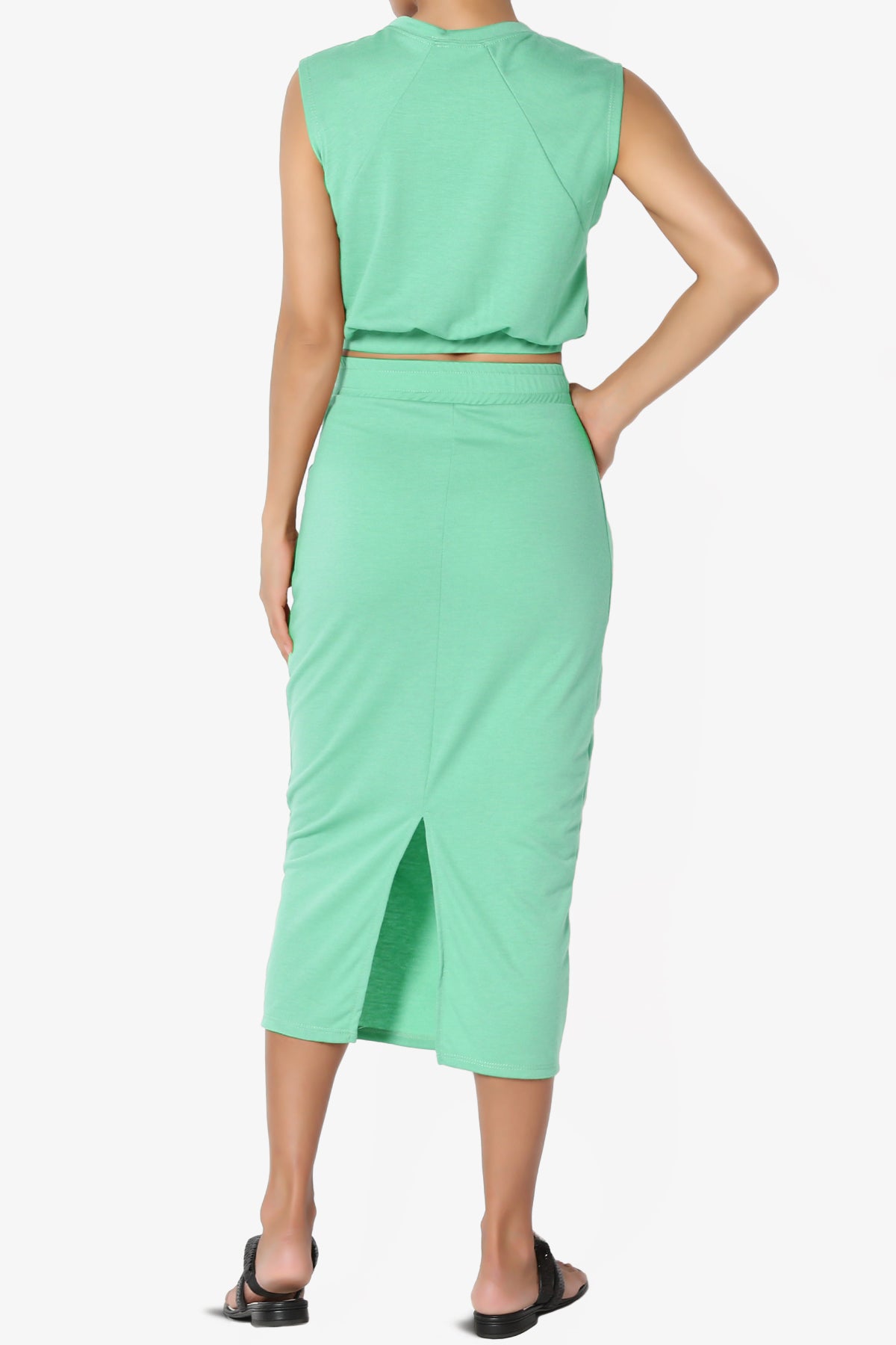 Discreet Crop Tank Top & Midi Skirt SET MORE COLORS