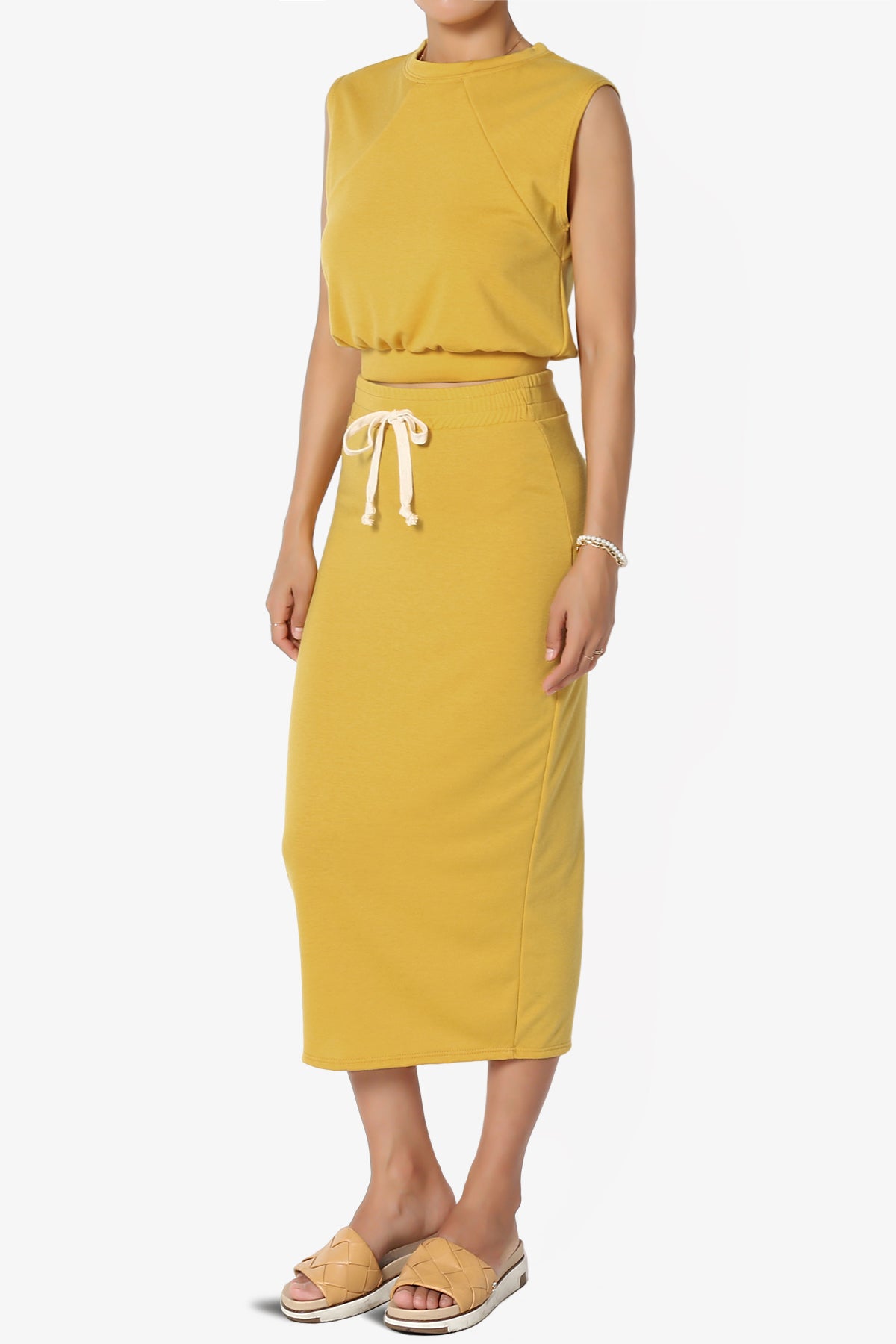 Discreet Crop Tank Top & Midi Skirt SET MORE COLORS