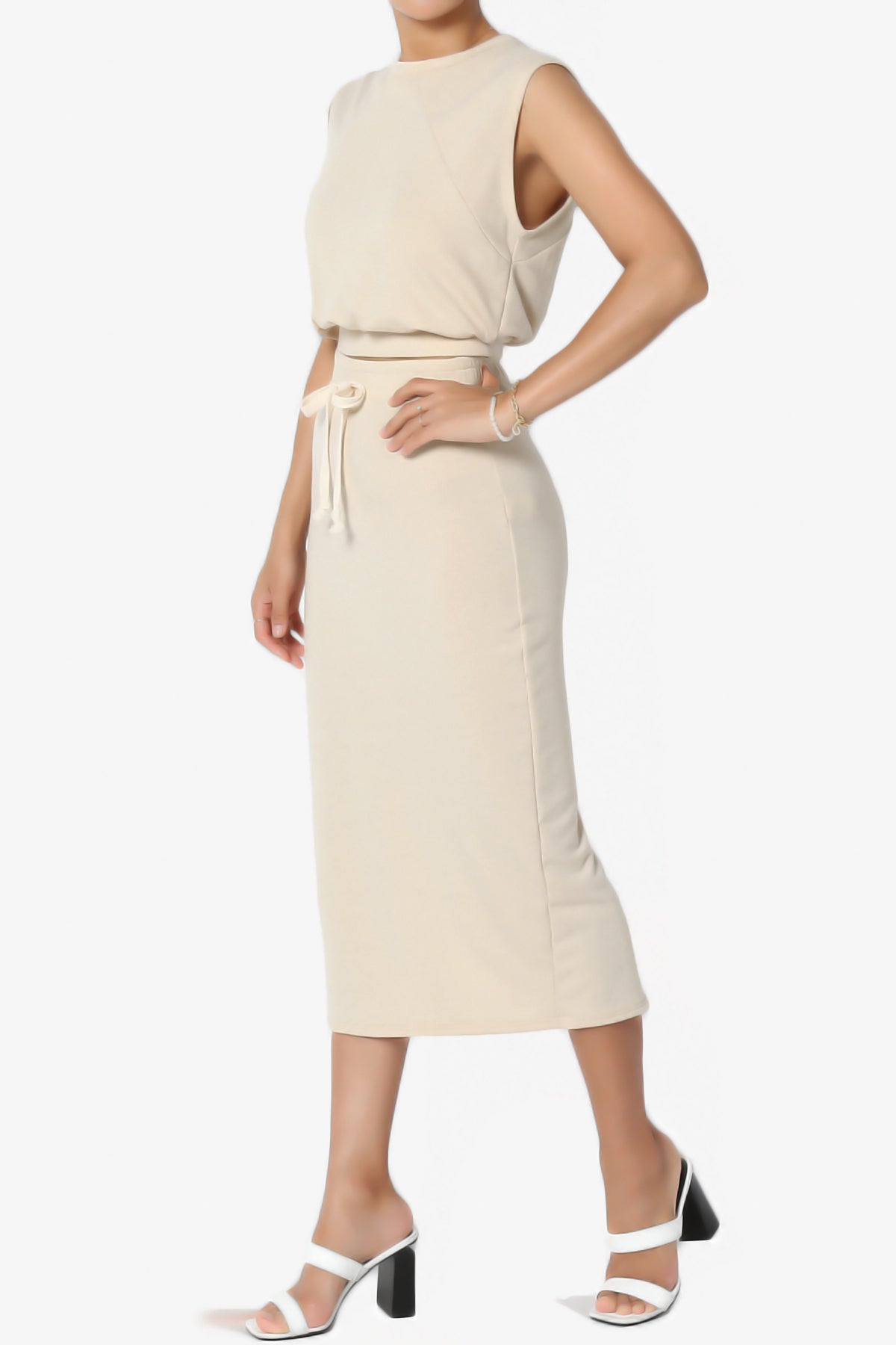Discreet Crop Tank Top & Midi Skirt SET MORE COLORS