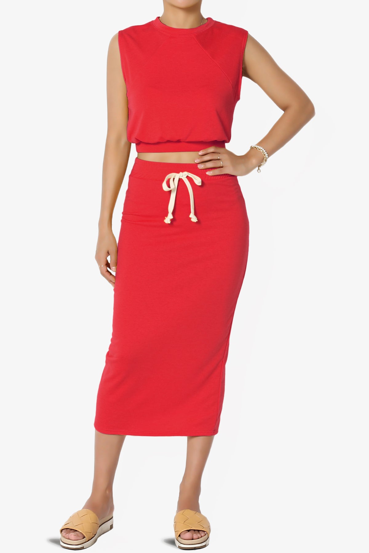 Discreet Crop Tank Top & Midi Skirt SET MORE COLORS