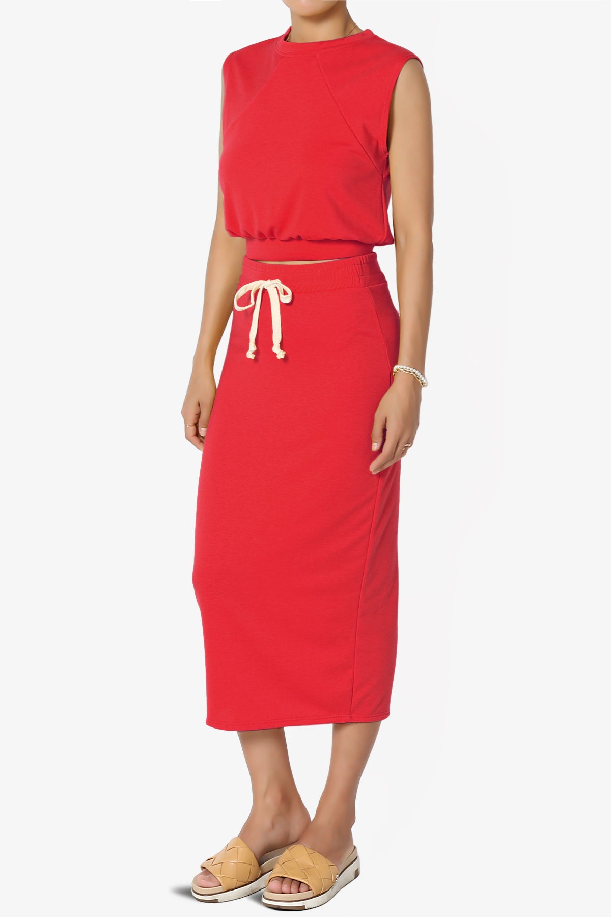 Discreet Crop Tank Top & Midi Skirt SET MORE COLORS