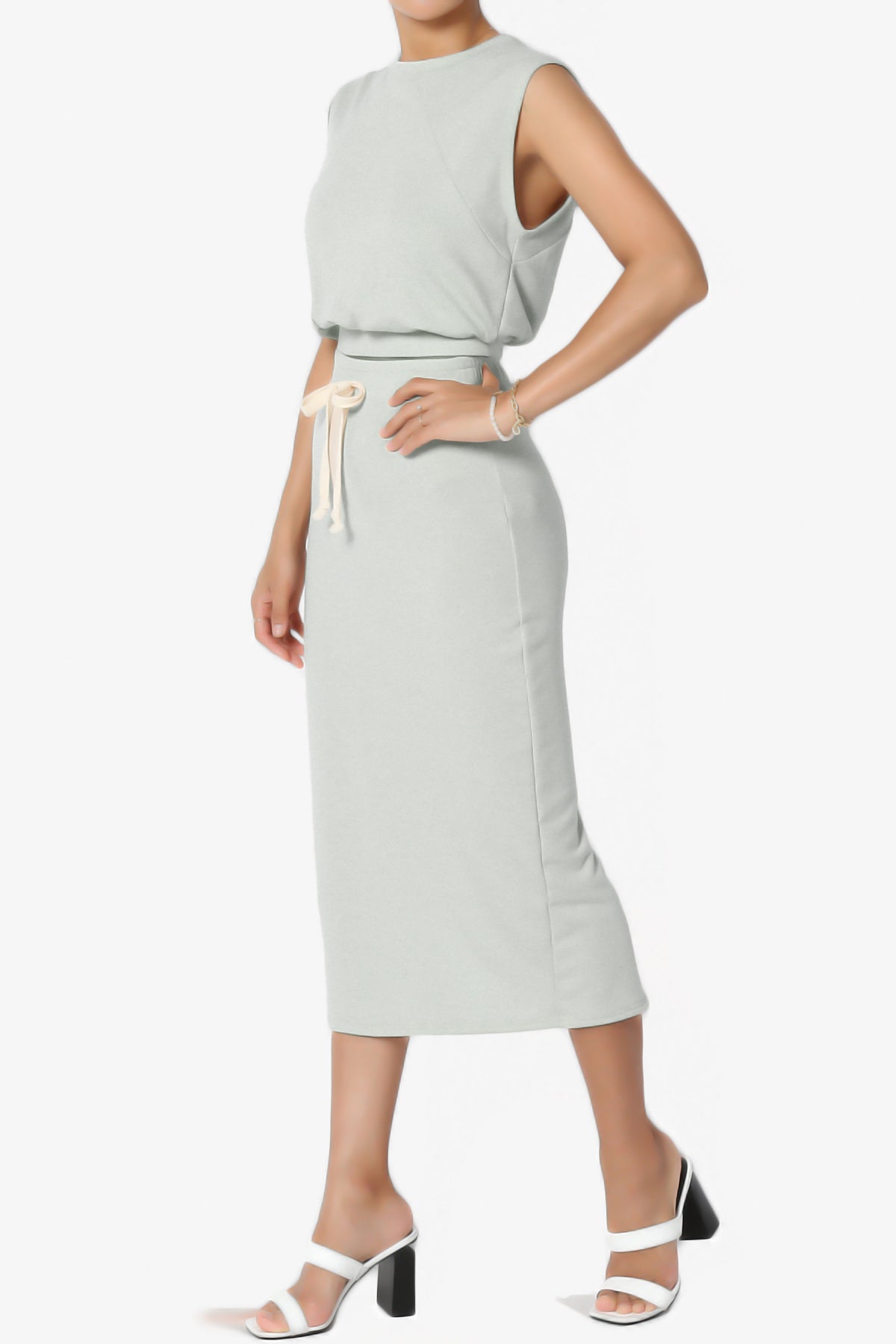 Discreet Crop Tank Top & Midi Skirt SET MORE COLORS