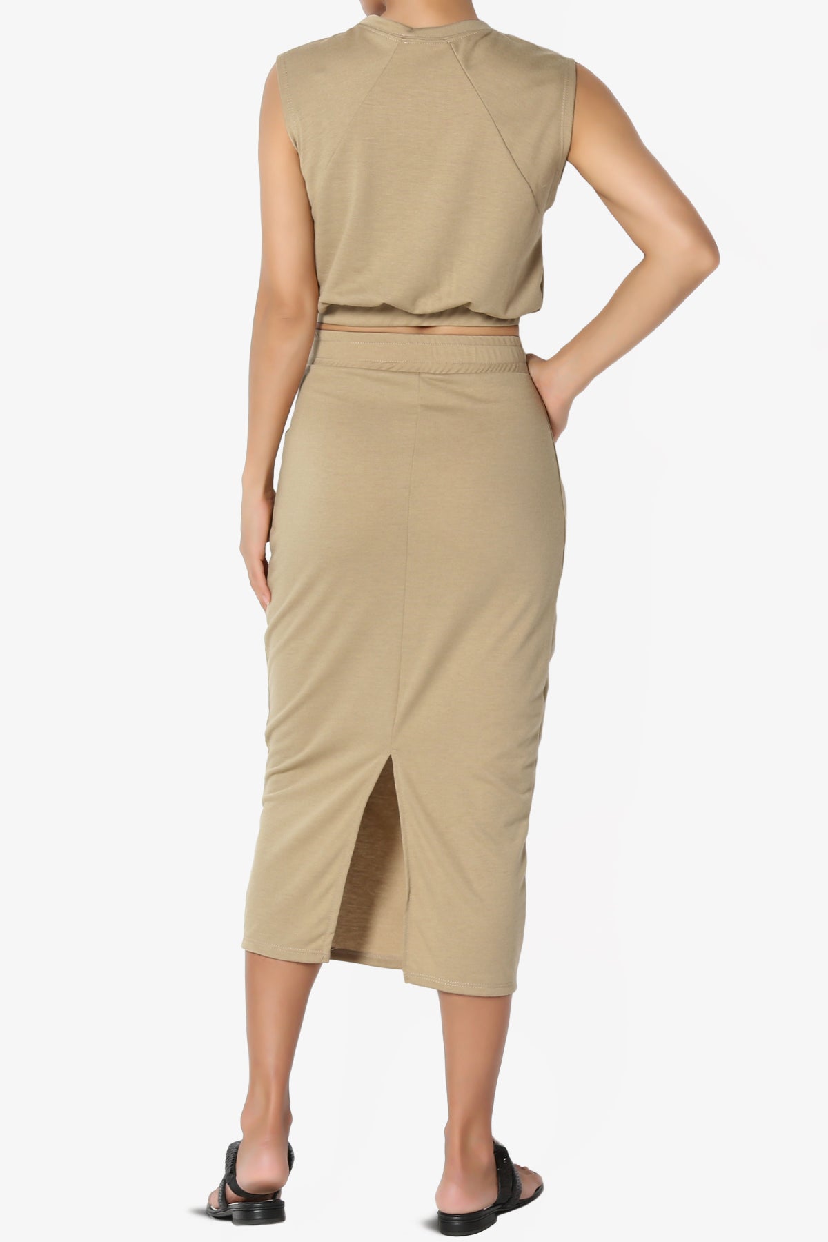 Discreet Crop Tank Top & Midi Skirt SET MORE COLORS
