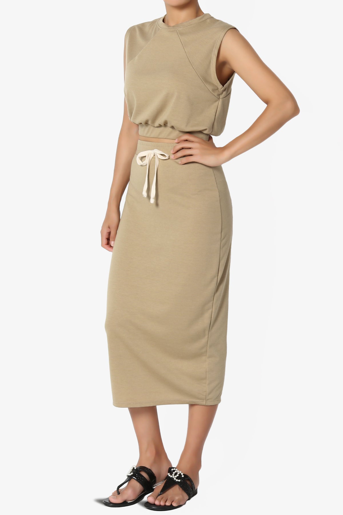 Discreet Crop Tank Top & Midi Skirt SET MORE COLORS