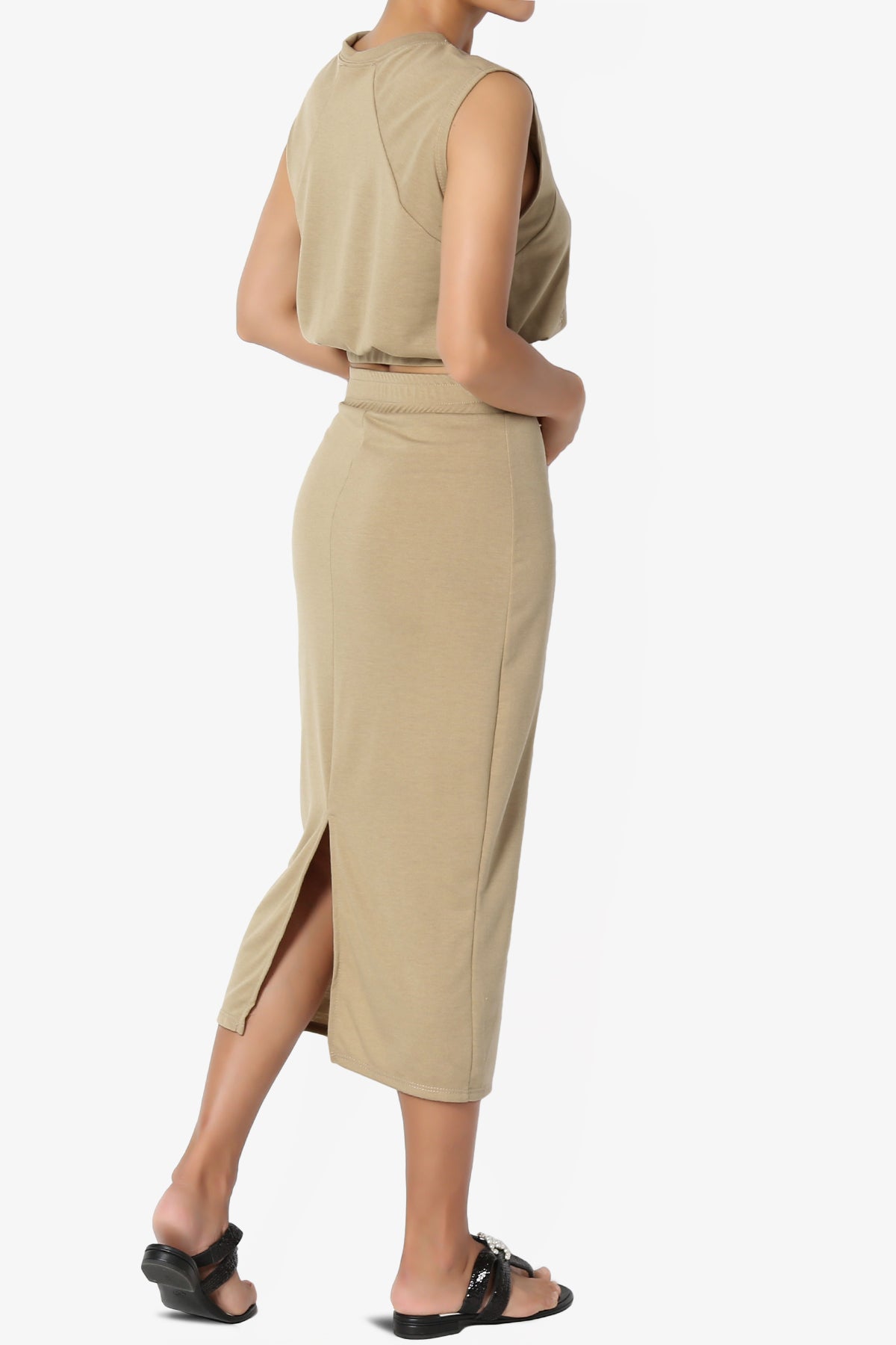 Discreet Crop Tank Top & Midi Skirt SET MORE COLORS
