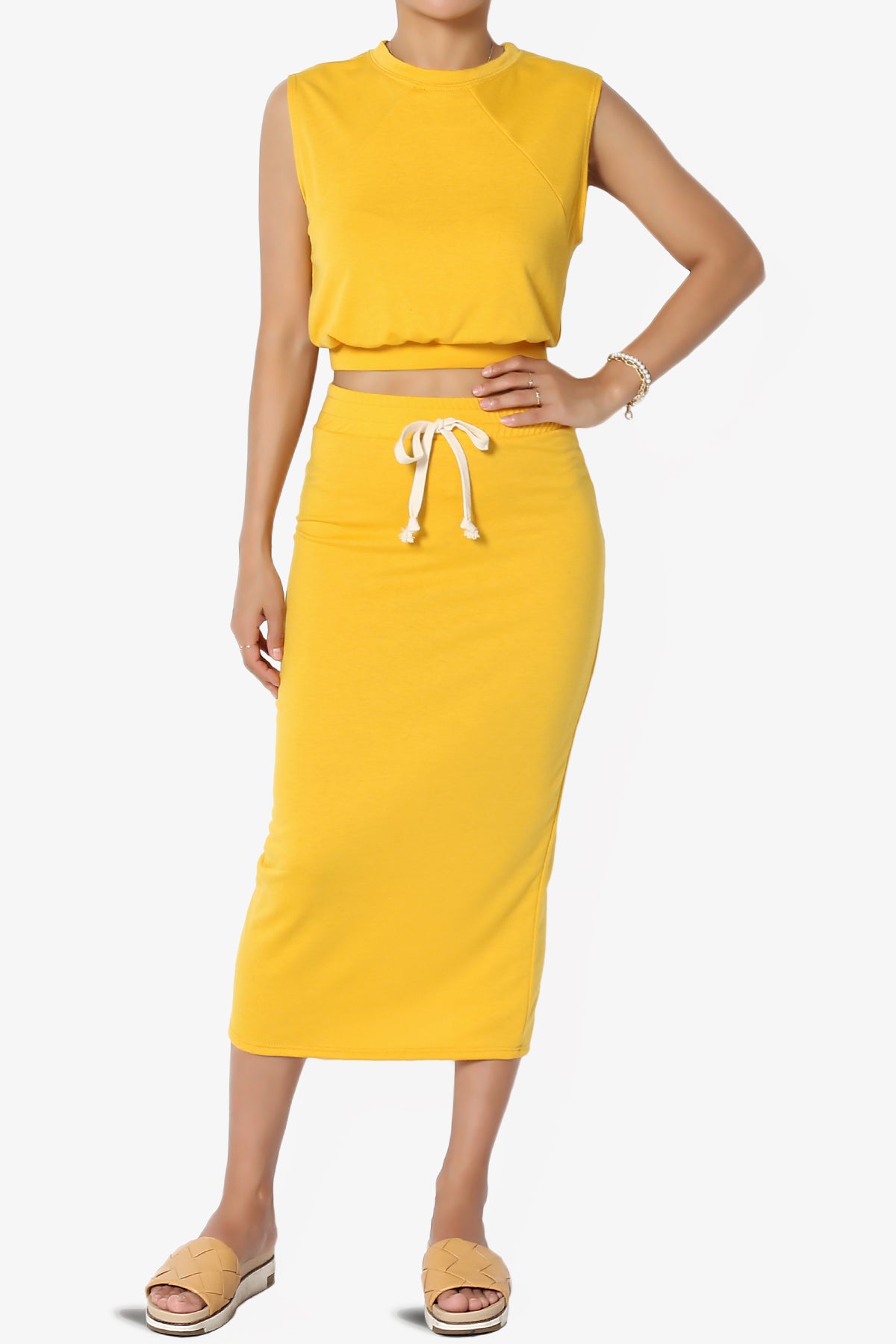 Discreet Crop Tank Top & Midi Skirt SET MORE COLORS
