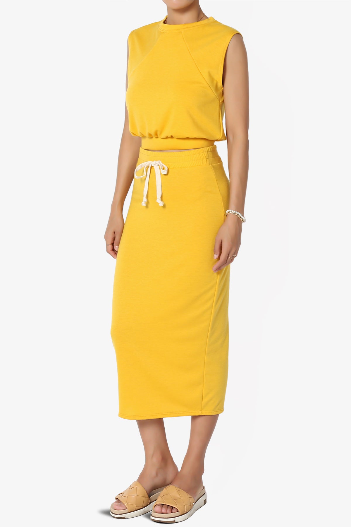 Discreet Crop Tank Top & Midi Skirt SET MORE COLORS