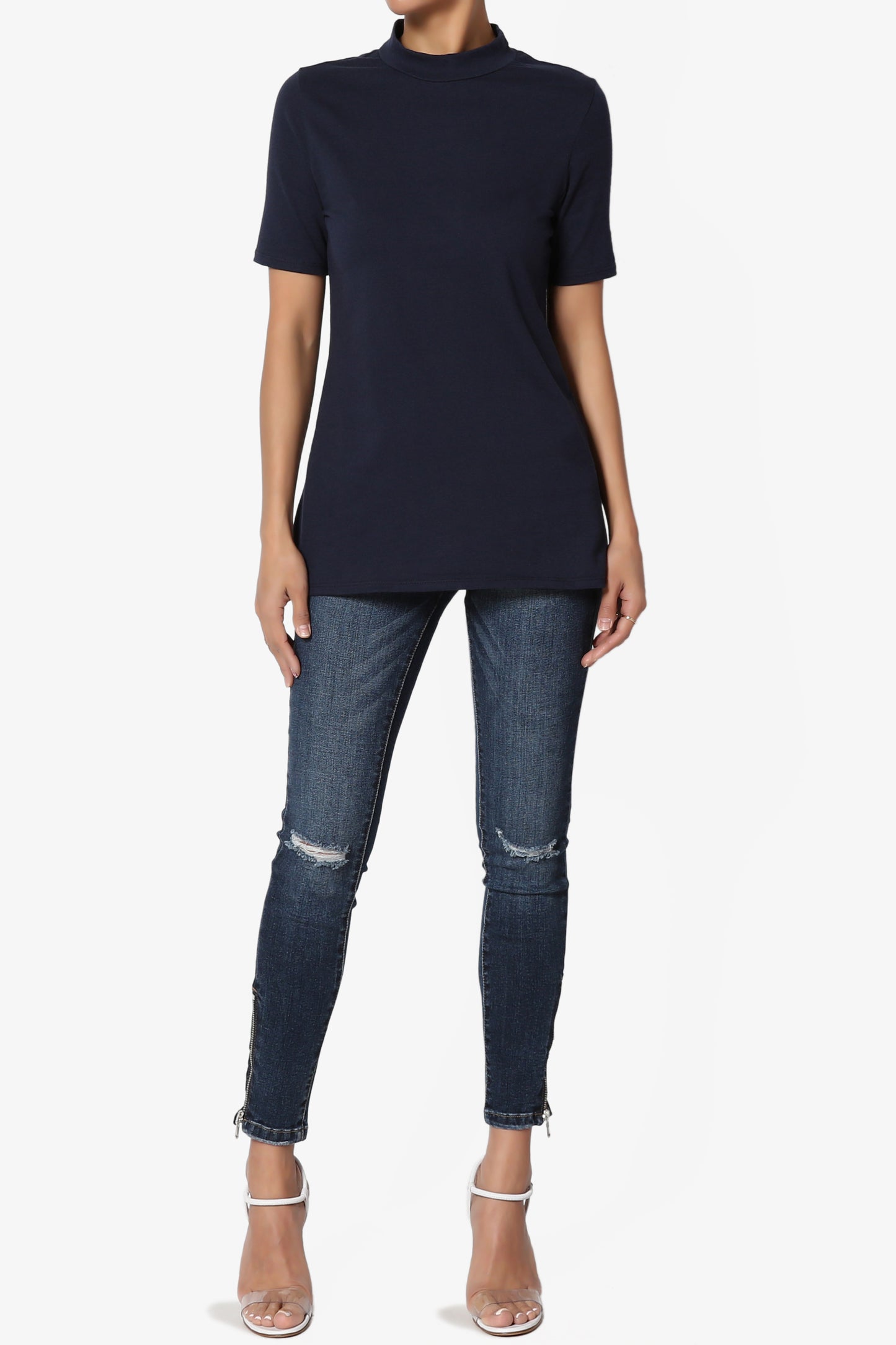 Kahiko Mock Neck Short Sleeve Tee PLUS - TheMogan