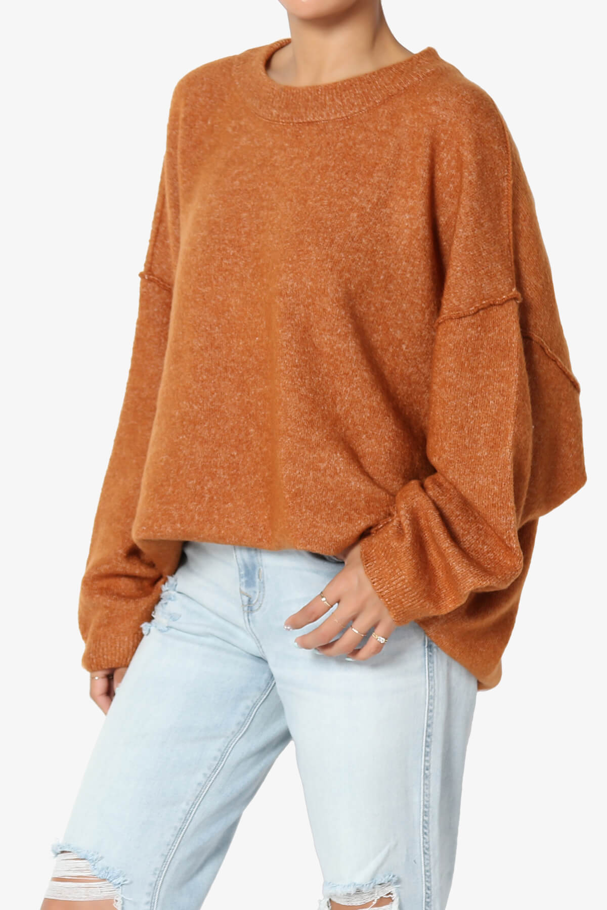 Troopa Oversized Melange Sweater ALMOND_3