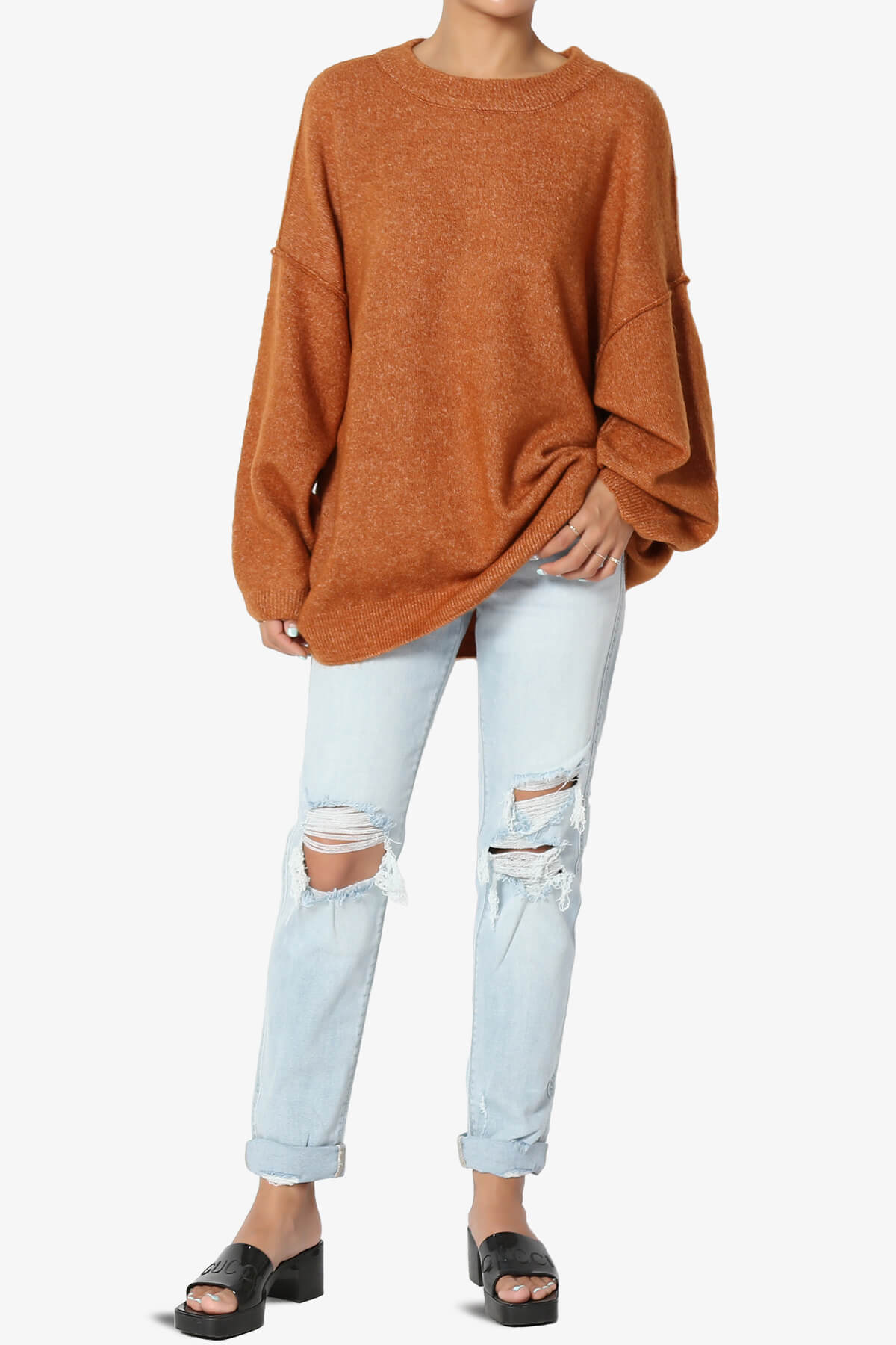 Troopa Oversized Melange Sweater ALMOND_6