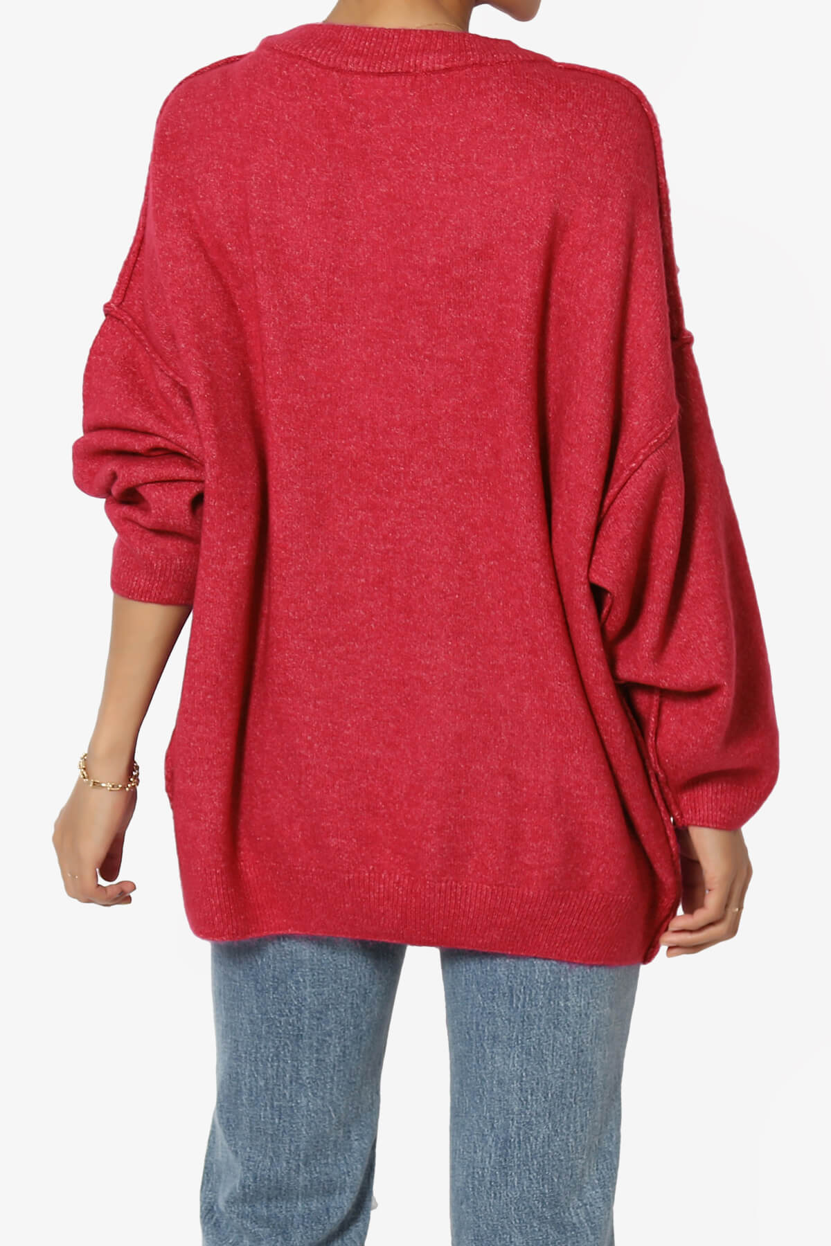 Troopa Oversized Melange Sweater BURGUNDY_2