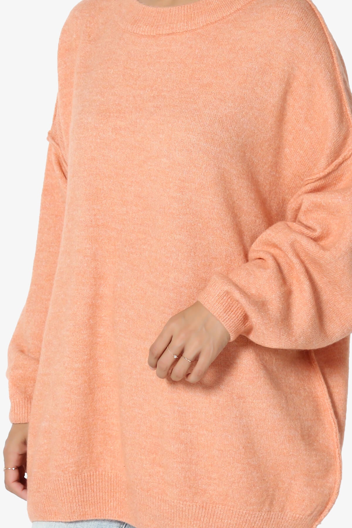 Troopa Oversized Melange Sweater CORAL_5