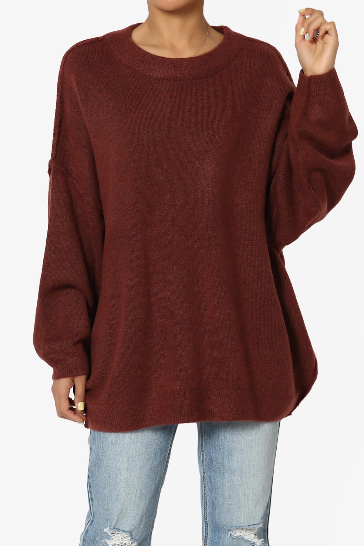 Troopa Oversized Melange Sweater DARK RUST_1