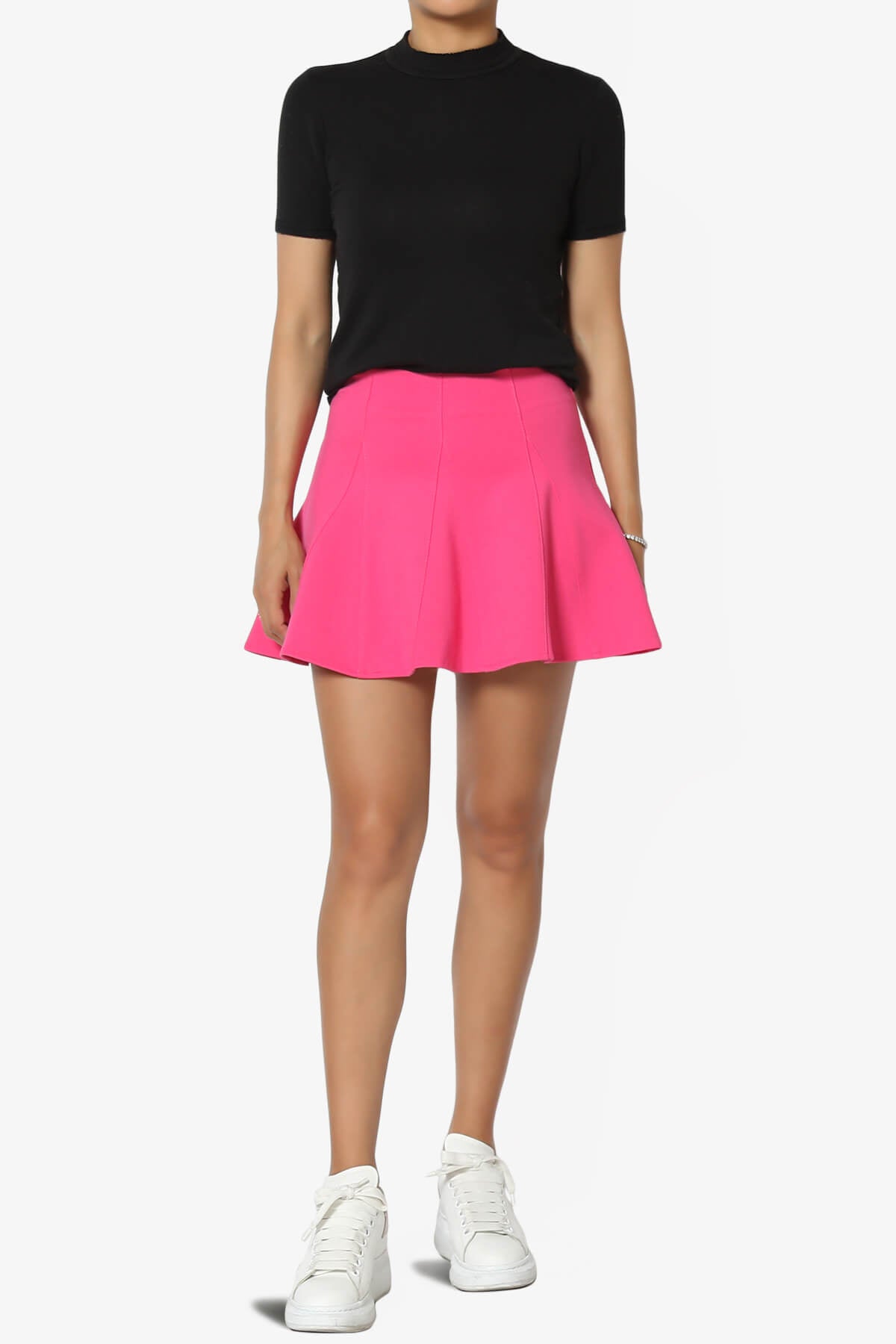Veles Flared Skater Mini Skirt W Shorts Inset HOT PINK_6