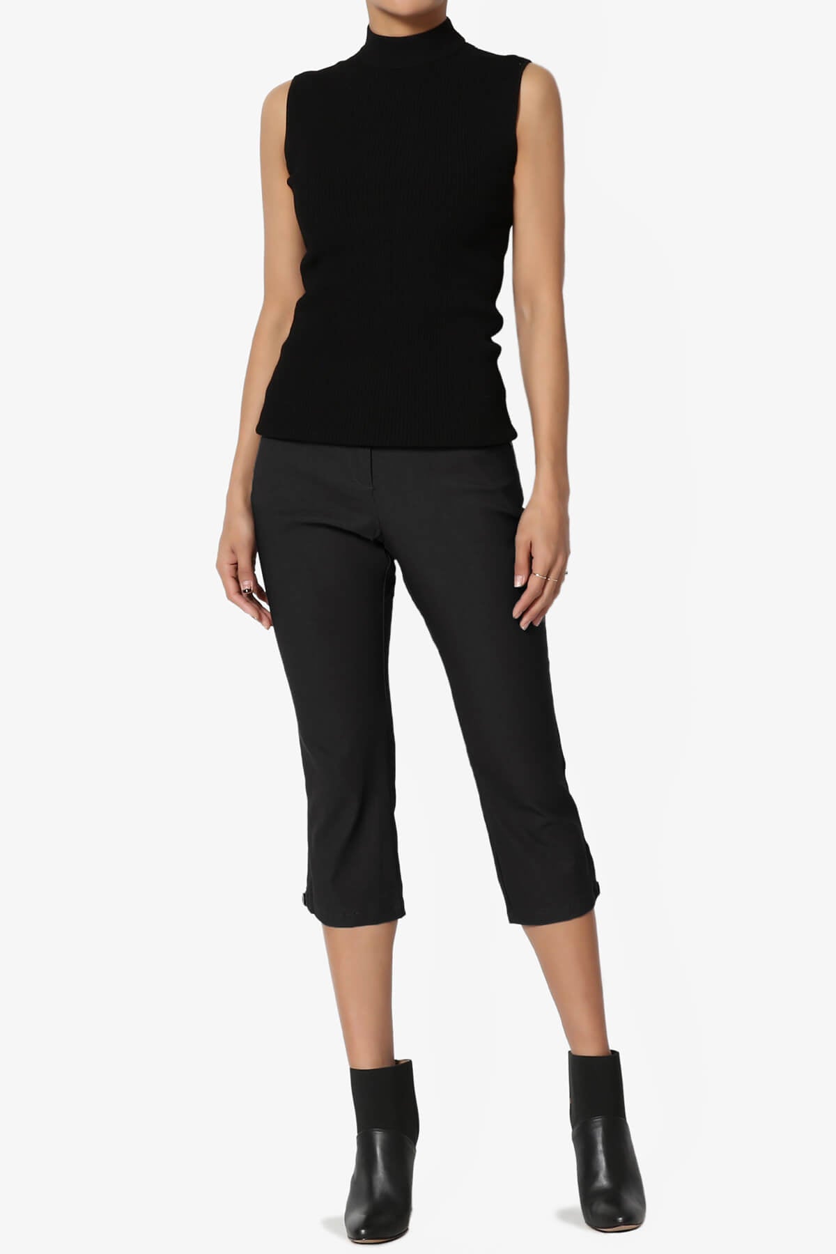 Venstra Stretch Capri Trousers BLACK_6