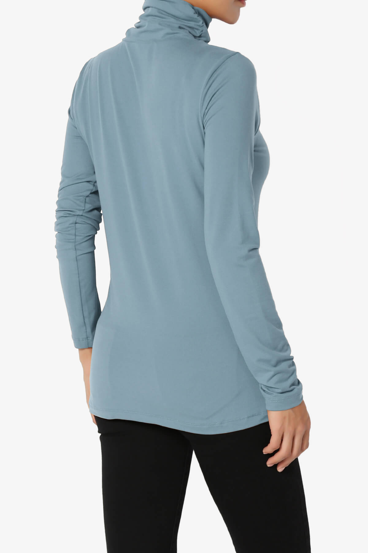 Viable Ruched Turtle Neck Long Sleeve Top CEMENT_4