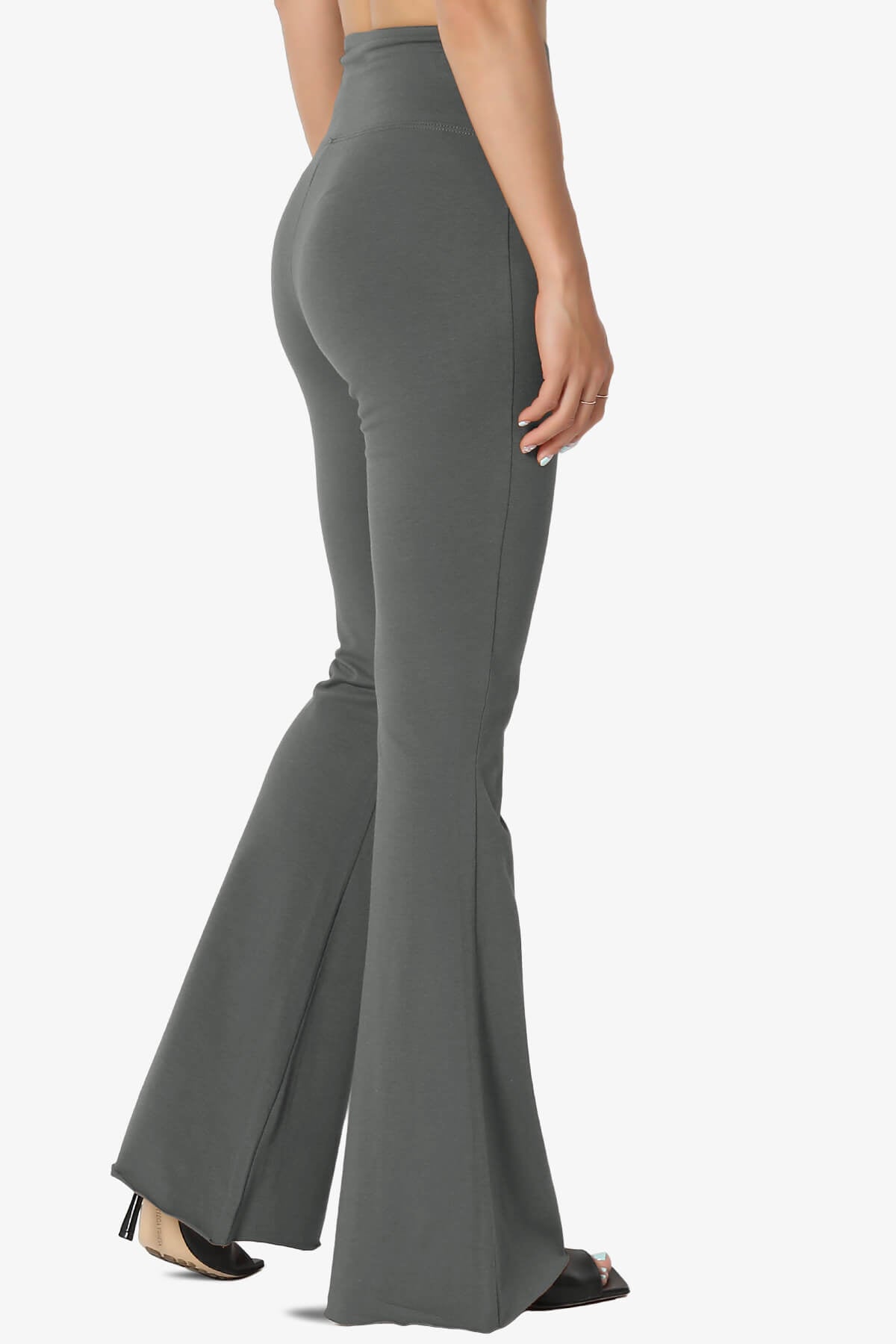 Zaylee Raw Hem Flared Comfy Yoga Pants ASH GREY_4