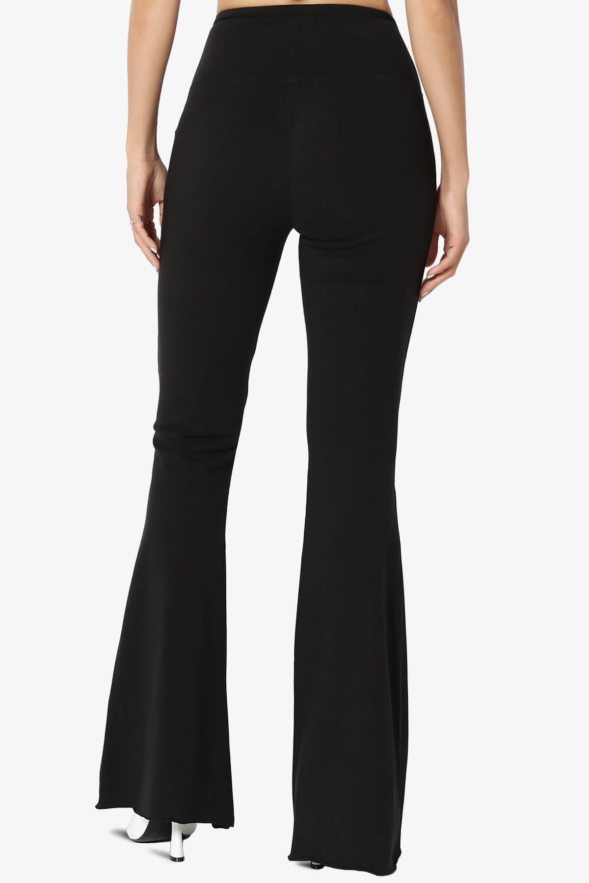 Zaylee Raw Hem Flared Comfy Yoga Pants BLACK_2