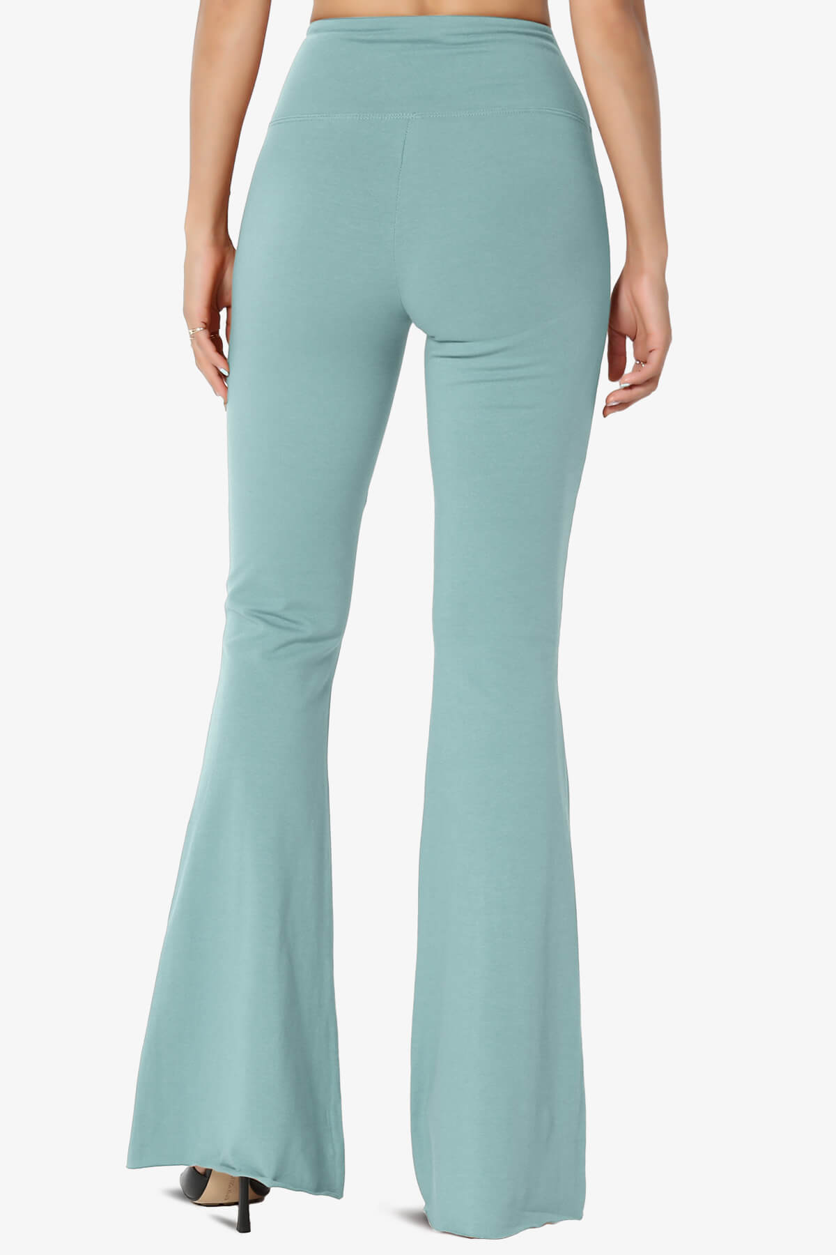 Zaylee Raw Hem Flared Comfy Yoga Pants DUSTY BLUE_2