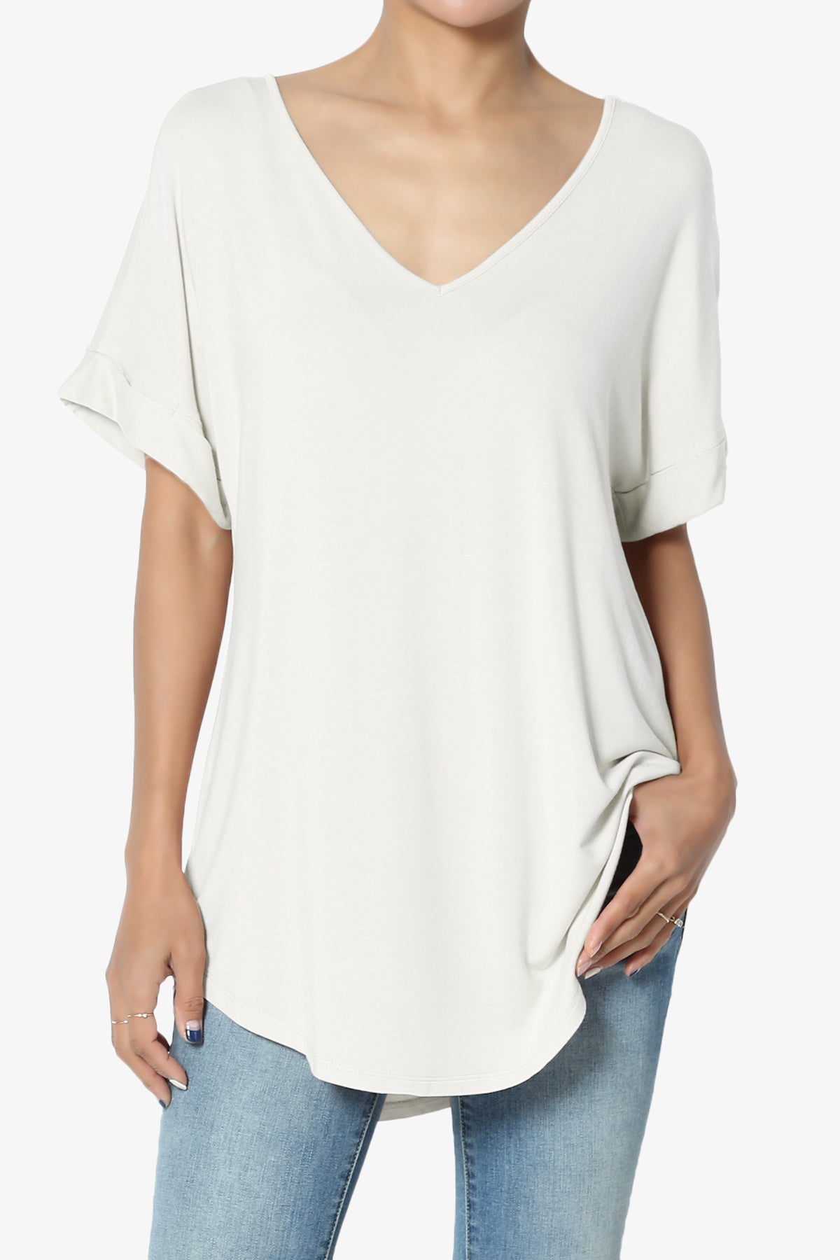 Tracey Wide V-Neck Jersey Top PLUS