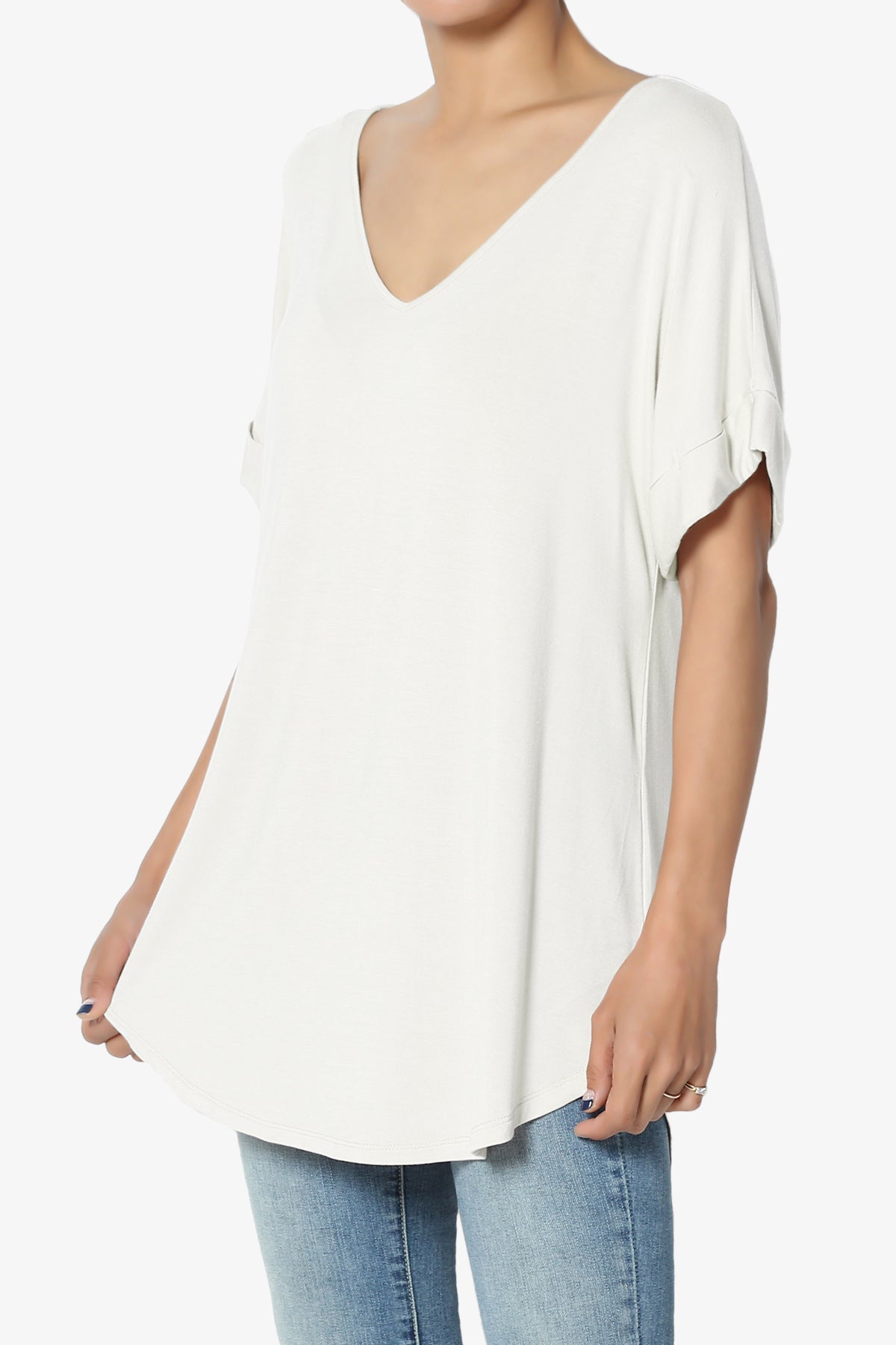 Tracey Wide V-Neck Jersey Top PLUS