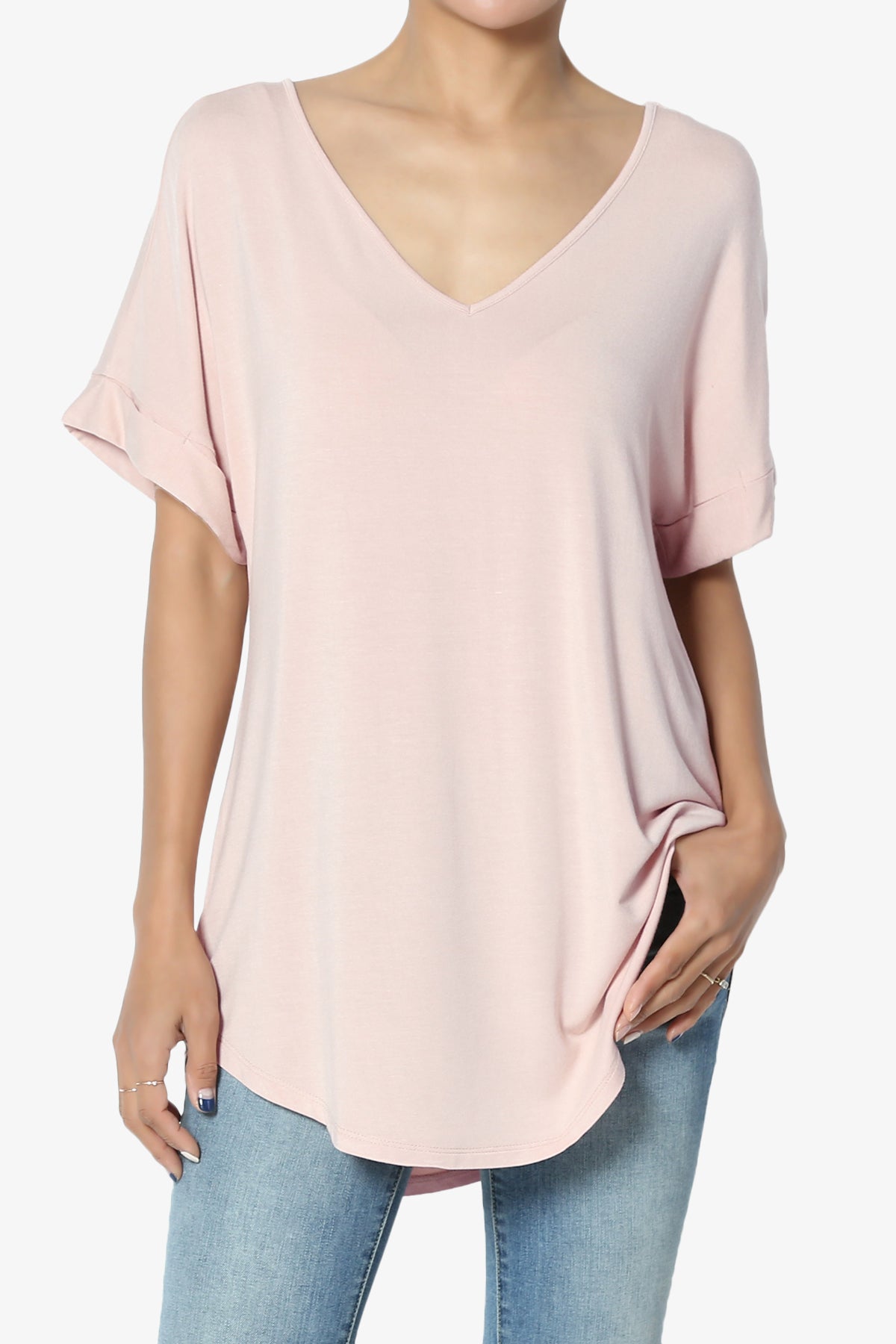 Tracey Wide V-Neck Jersey Top PLUS