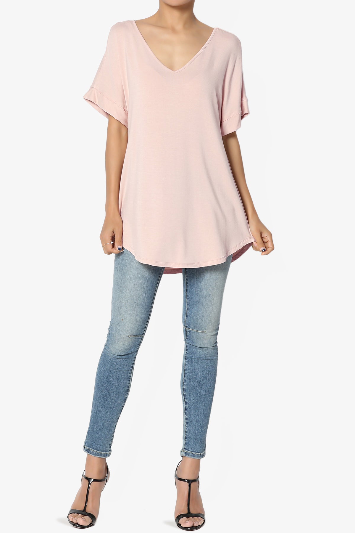 Tracey Wide V-Neck Jersey Top PLUS