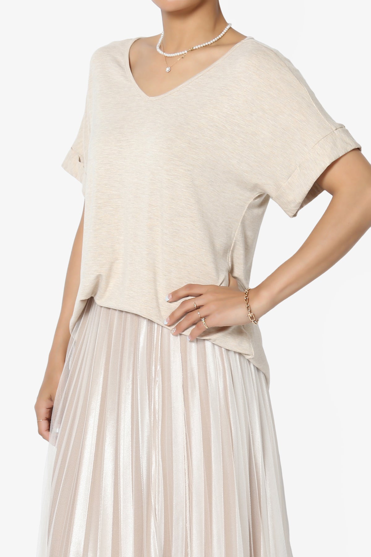 Tracey Wide V-Neck Jersey Top PLUS