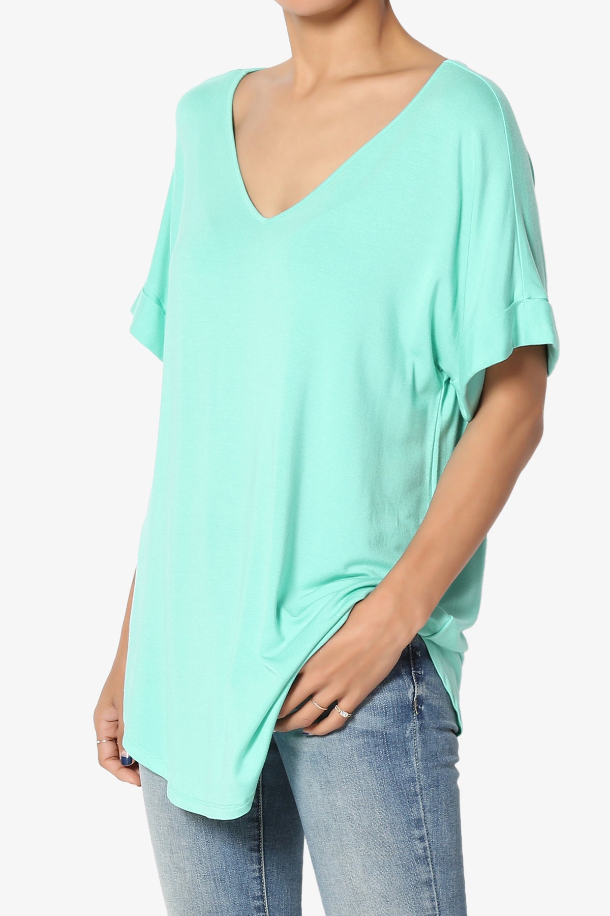 Tracey Wide V-Neck Jersey Top PLUS
