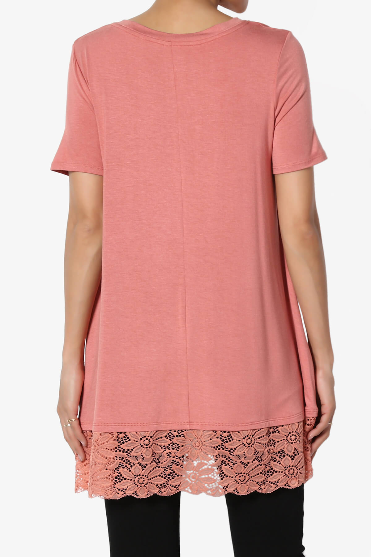 Nason Short Sleeve Lace Hem Tunic ASH ROSE_2