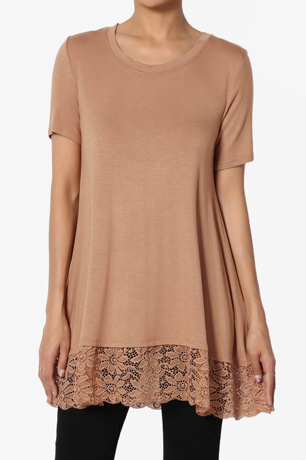 Nason Short Sleeve Lace Hem Tunic EGG SHELL_1