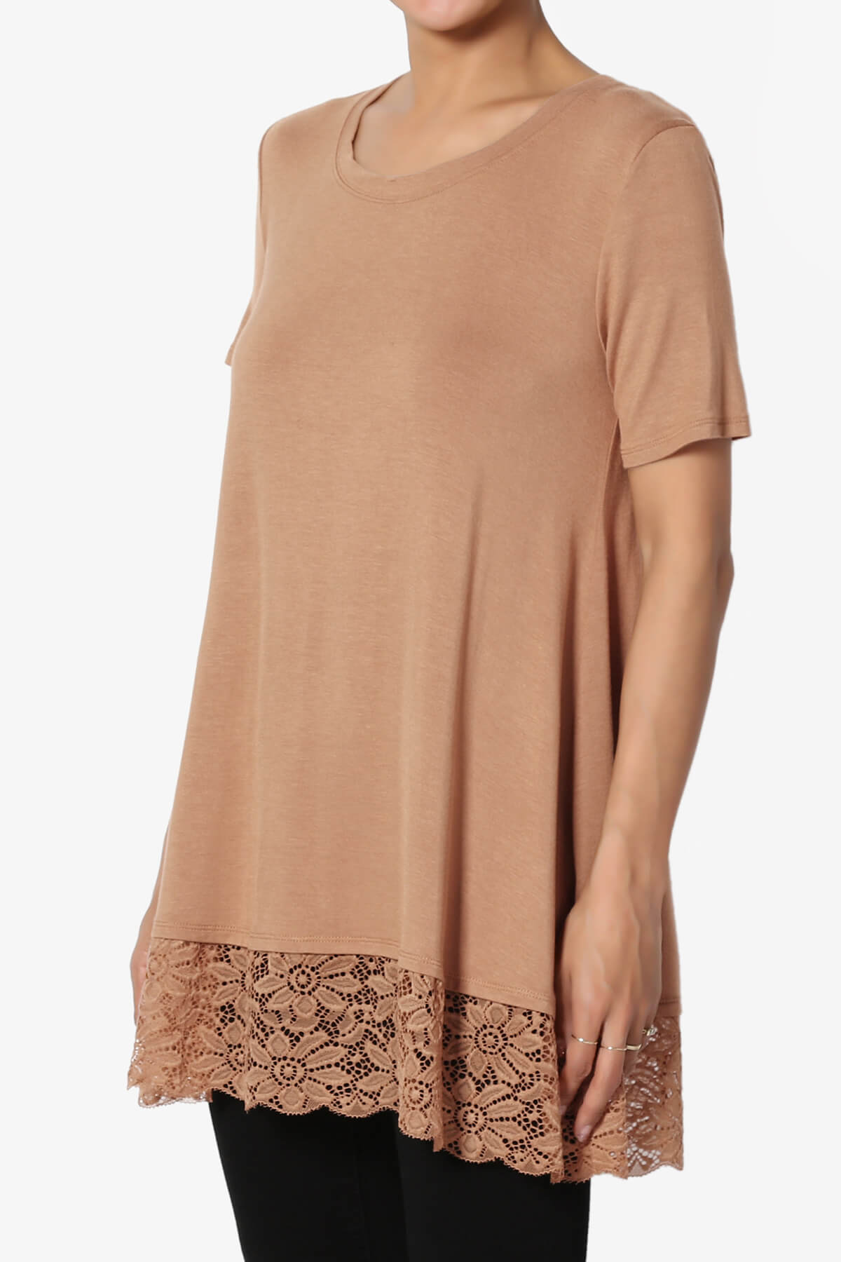 Nason Short Sleeve Lace Hem Tunic EGG SHELL_3