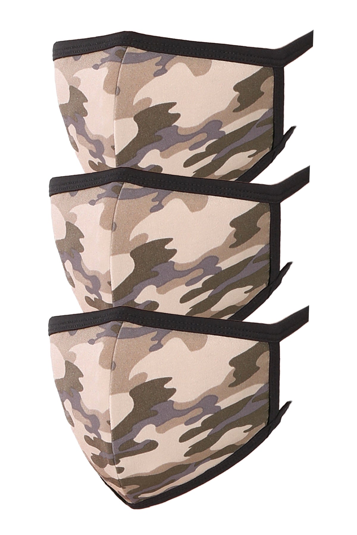 3 PACK Washable Cotton MASK With Lining Camouflage