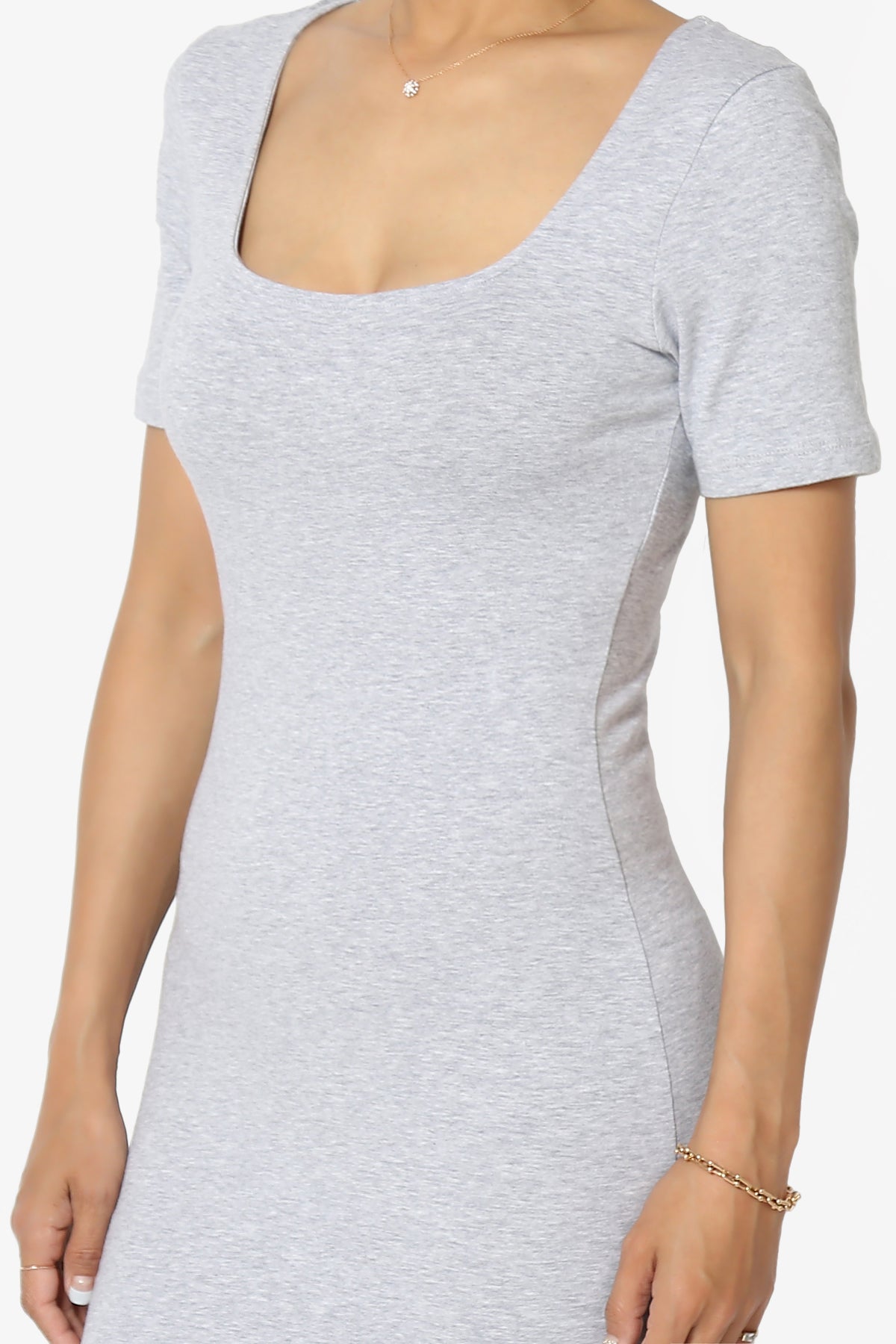 Fontella Short Sleeve Square Neck Bodycon Dress