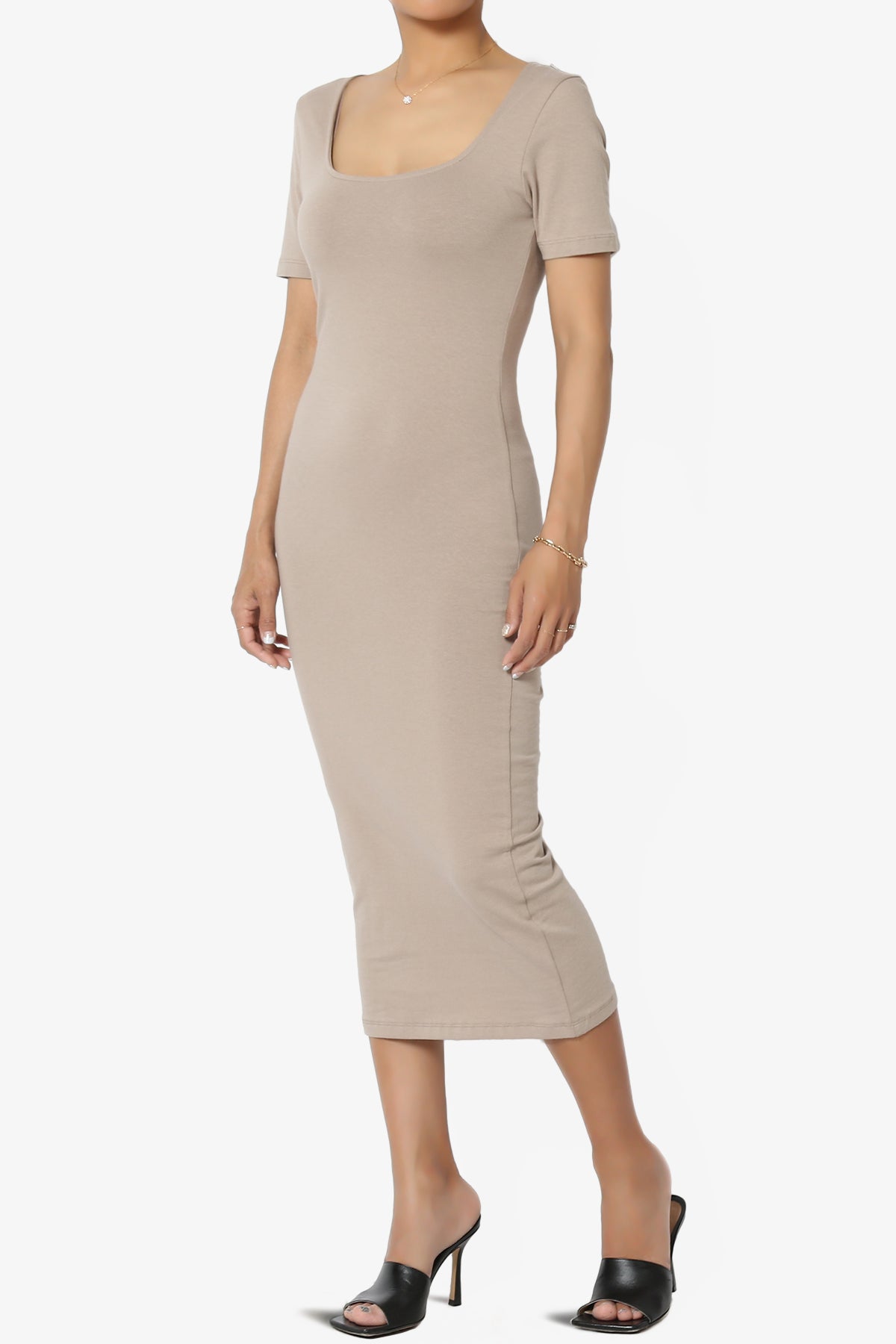 Fontella Short Sleeve Square Neck Bodycon Dress