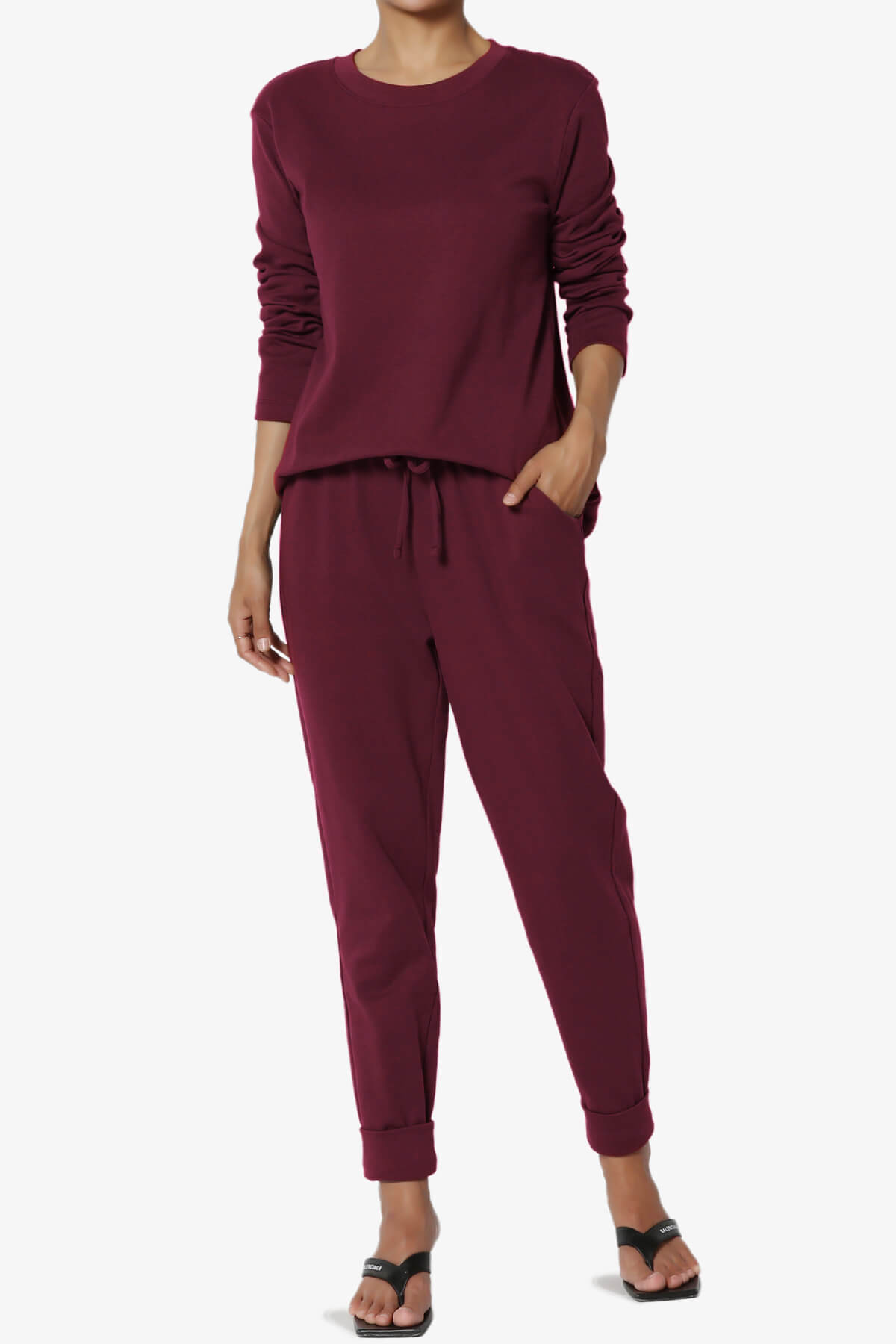 Gibbs Long Sleeve T-Shirt & Jogger Set DARK BURGUNDY_1