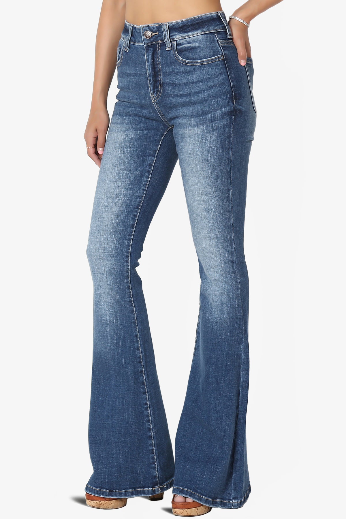 Pastry Washed High Rise Flared Jeans in Dark