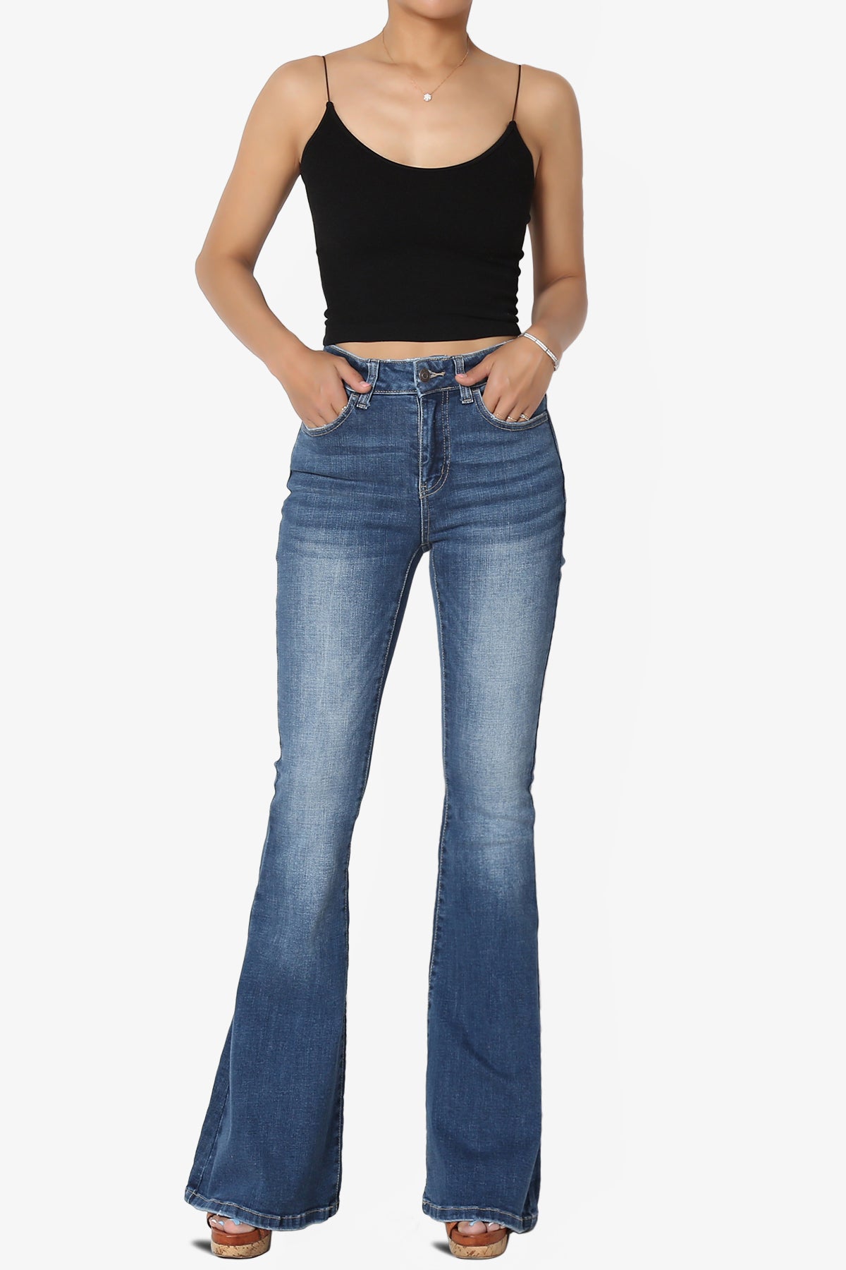 Pastry Washed High Rise Flared Jeans in Dark