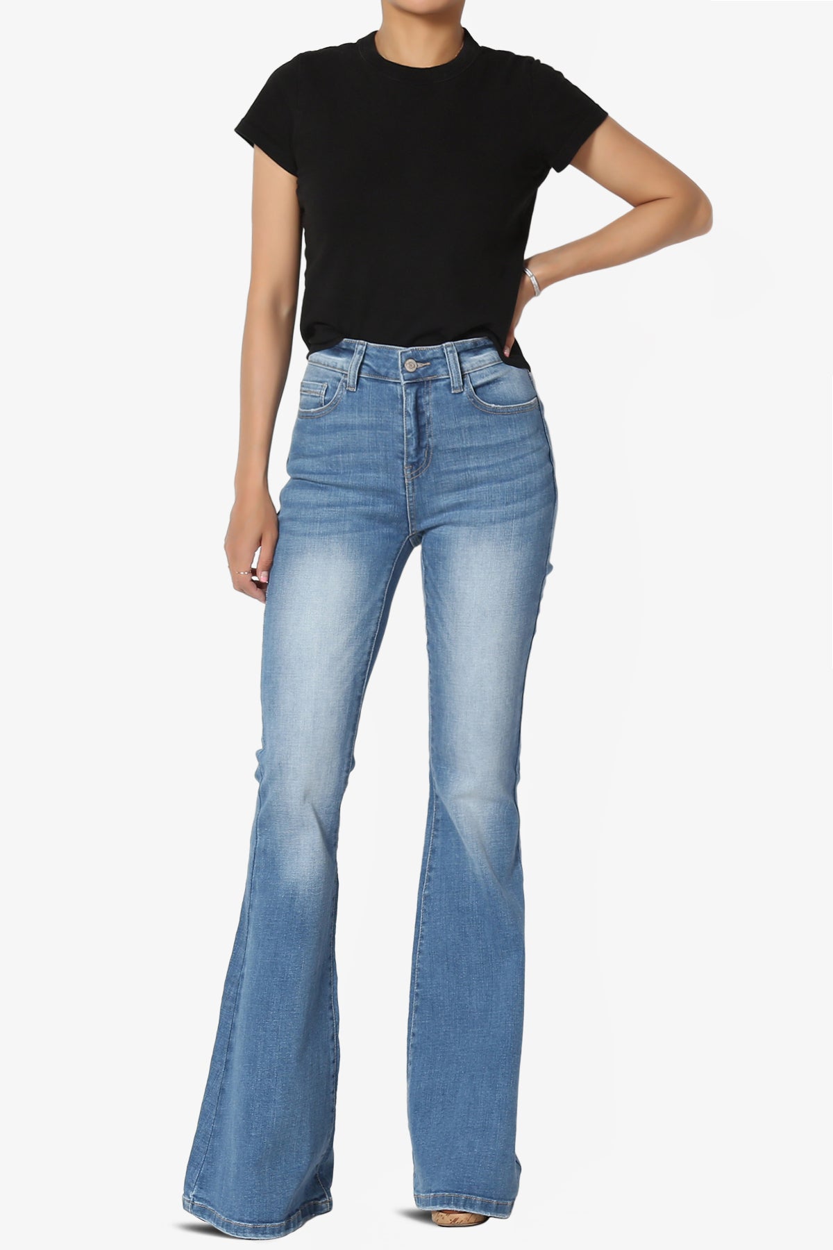 Pastry Washed High Rise Flared Jeans in Medium