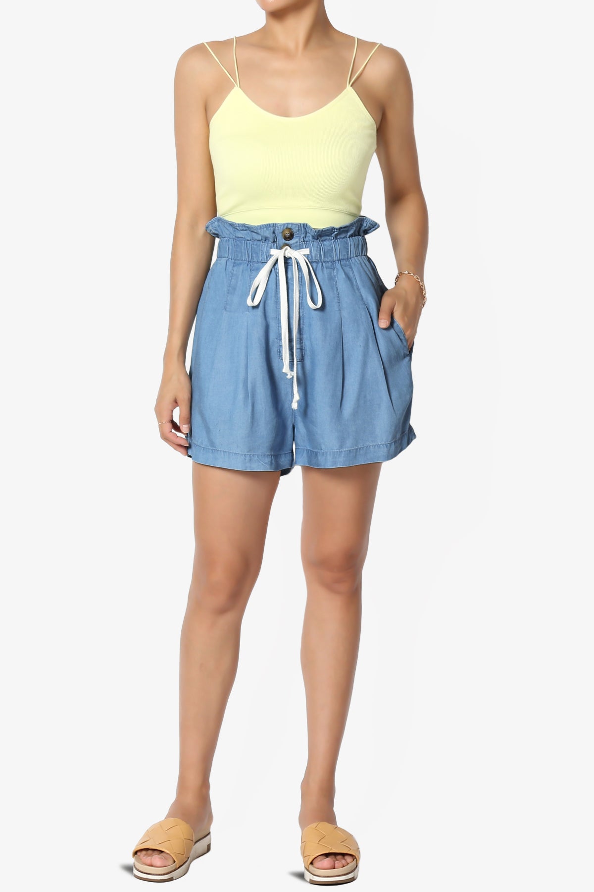Leif Paperbag Waist Chambray Shorts