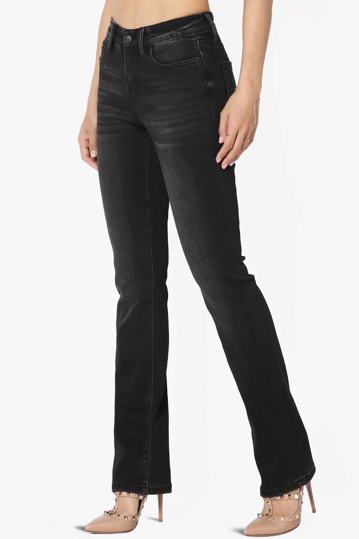 Nolo Washed Black Mid Rise Straight Leg Jeans