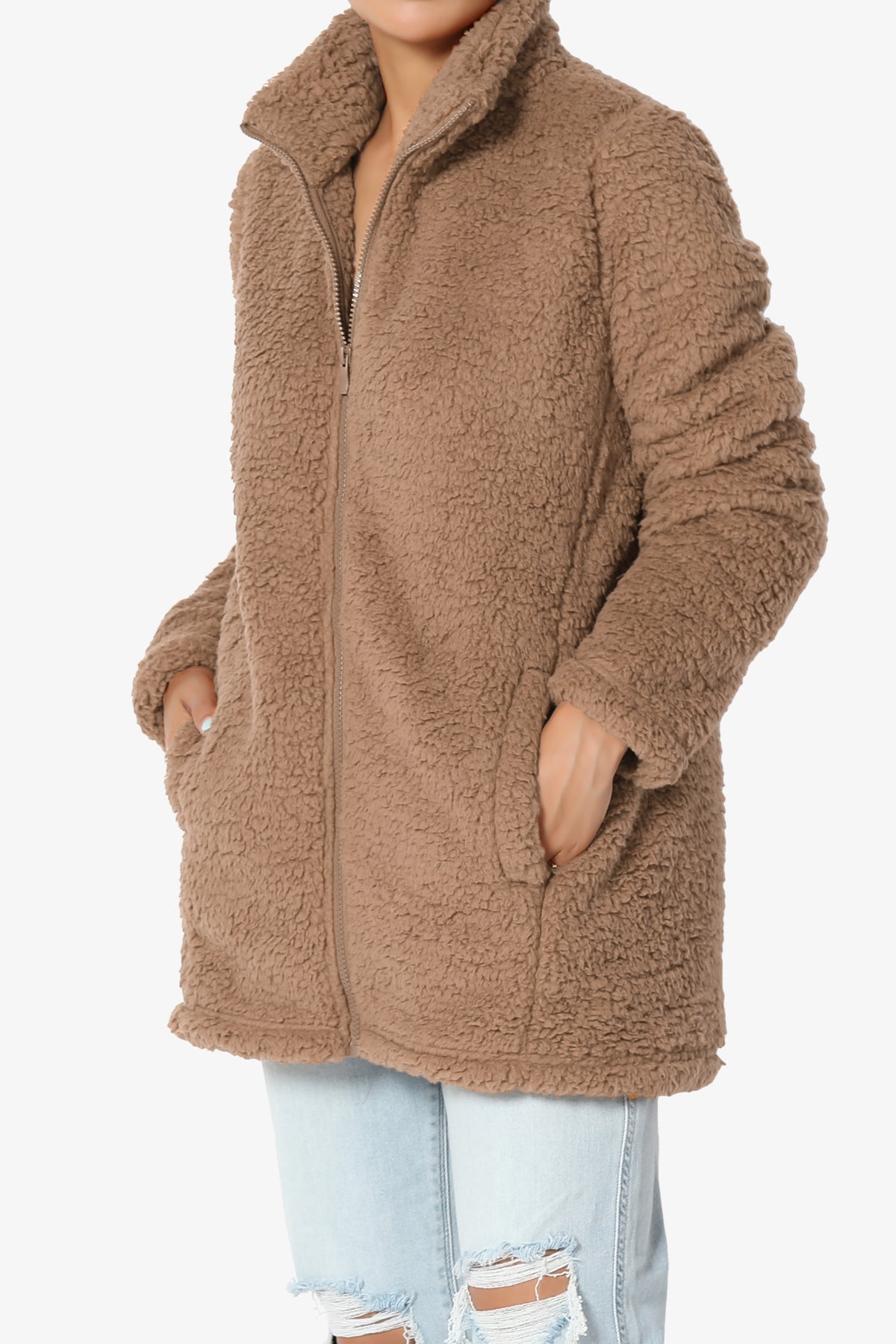 Kenmar High Neck Short Slim Teddy Jacket