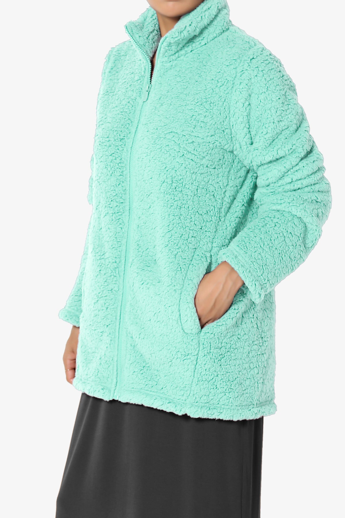 Kenmar High Neck Short Slim Teddy Jacket