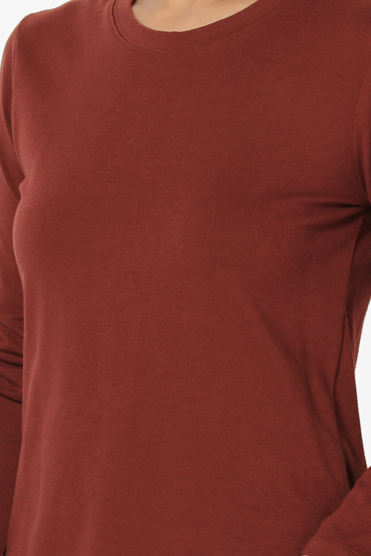 Lasso Cotton Crew Neck Long Sleeve T-Shirt BRICK_5