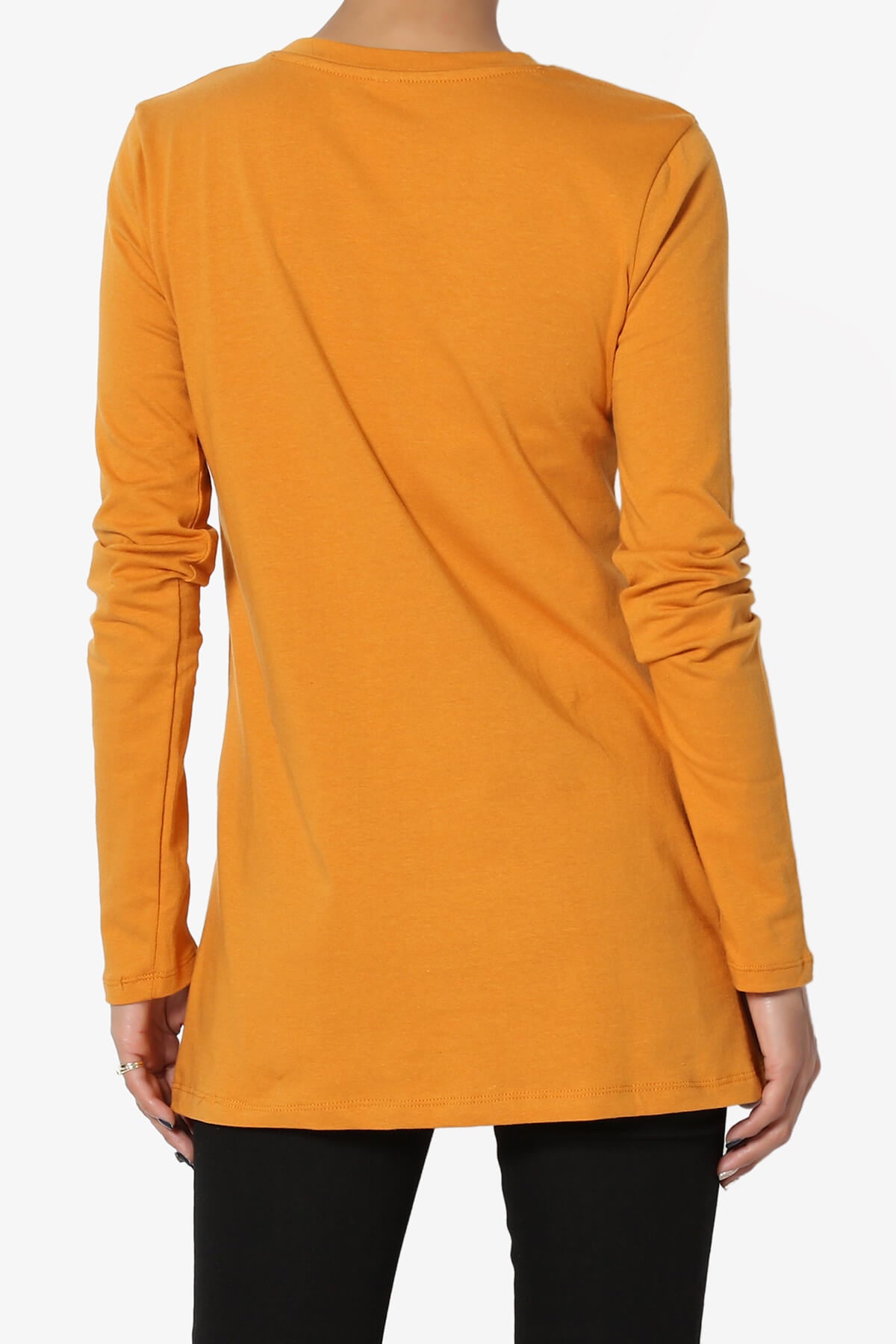 Lasso Cotton Crew Neck Long Sleeve T-Shirt D. MUSTARD_2