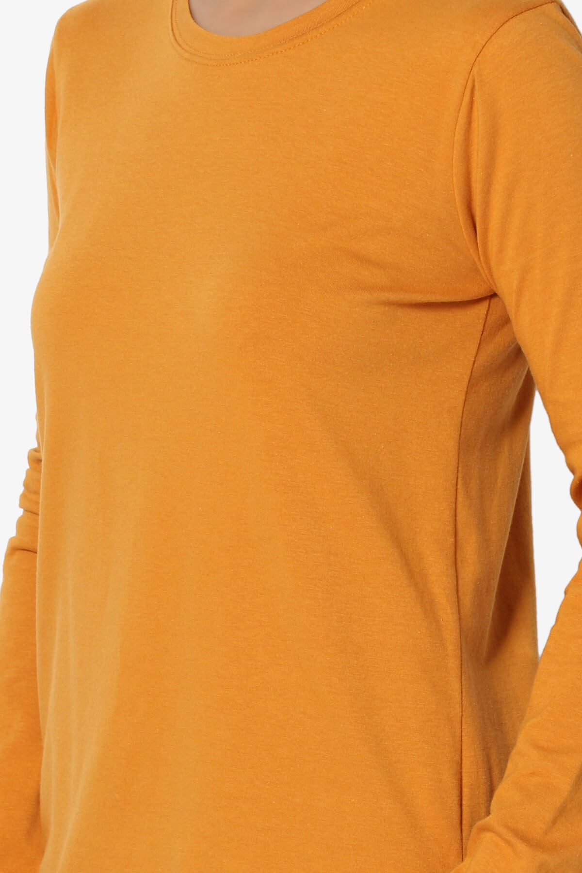 Lasso Cotton Crew Neck Long Sleeve T-Shirt D. MUSTARD_5
