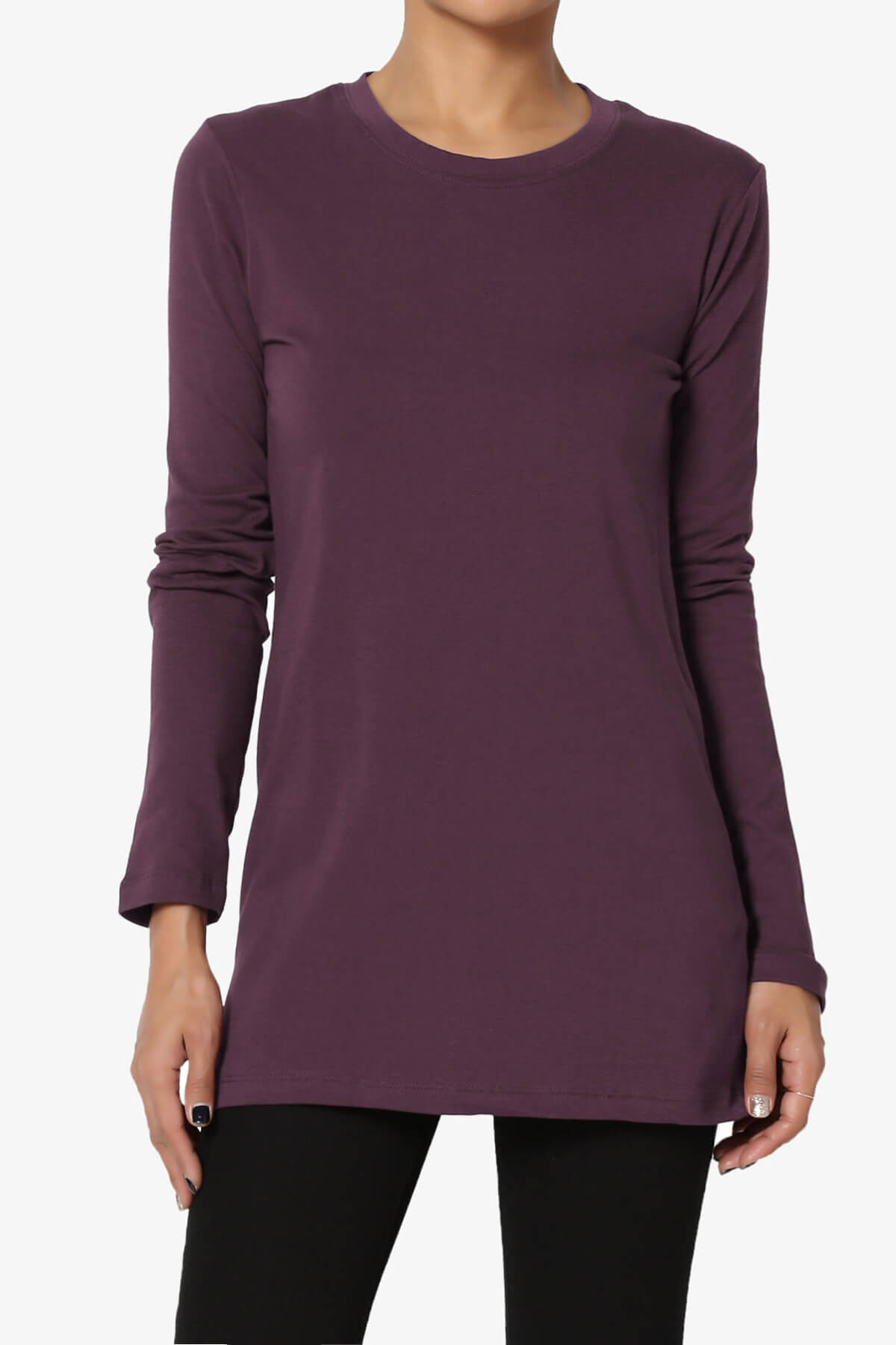 Lasso Cotton Crew Neck Long Sleeve T-Shirt DUSTY PLUM_1