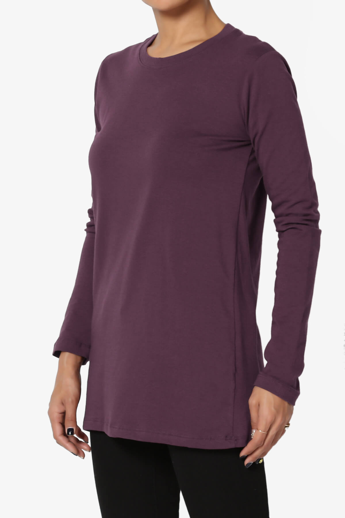 Lasso Cotton Crew Neck Long Sleeve T-Shirt DUSTY PLUM_3